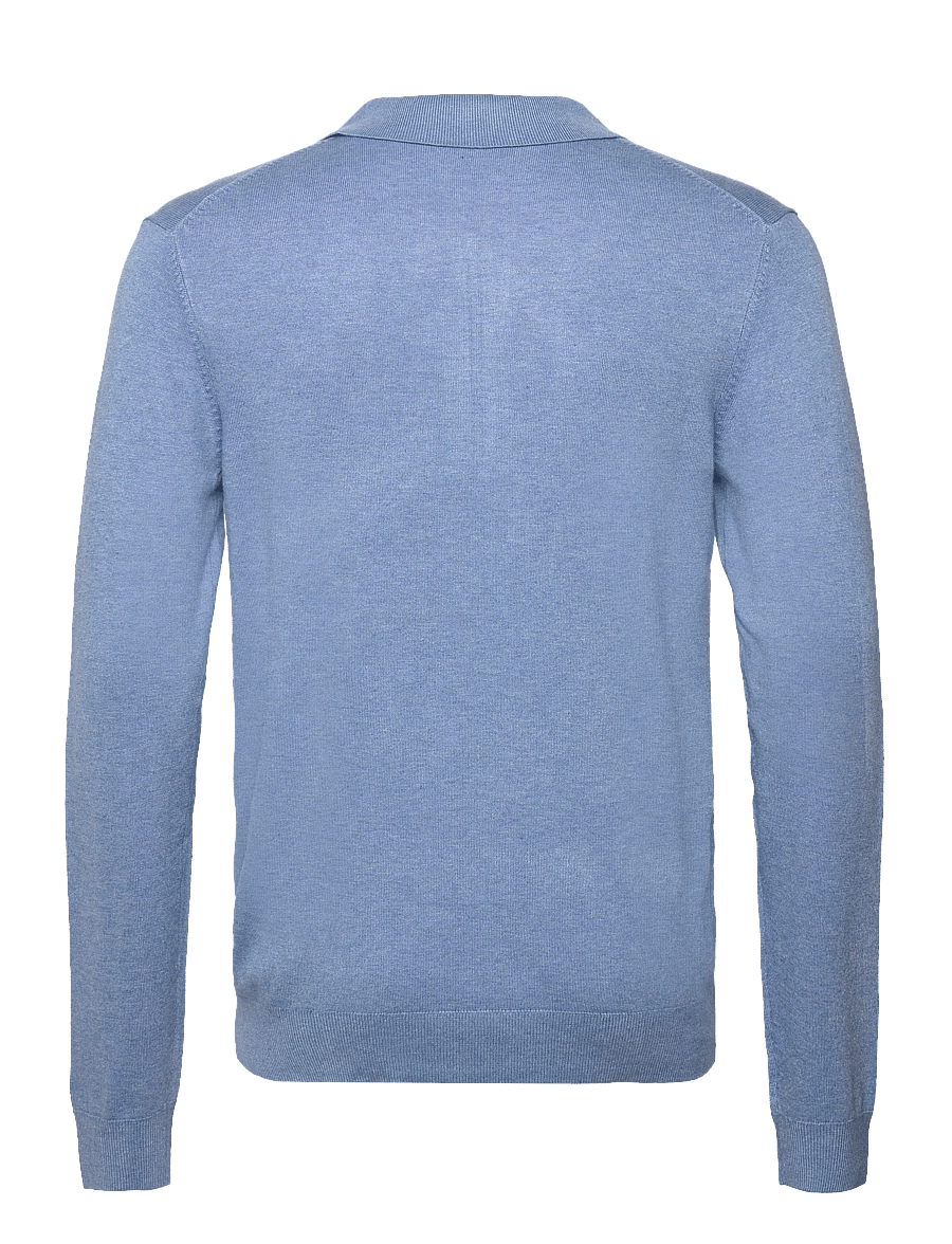 Lindbergh - Ecovero L/S zip polo - langärmelige gestrickte polohemden - sky blue mel - 1