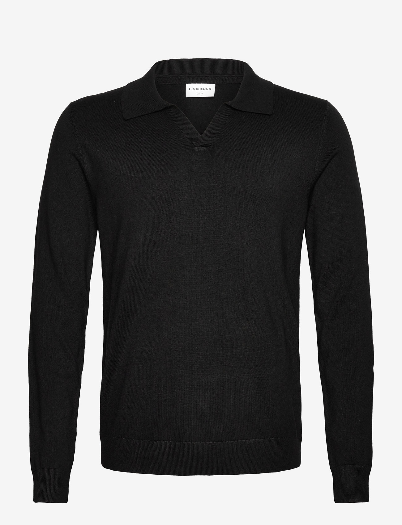 Ecovero L/S v-neck polo - BLACK