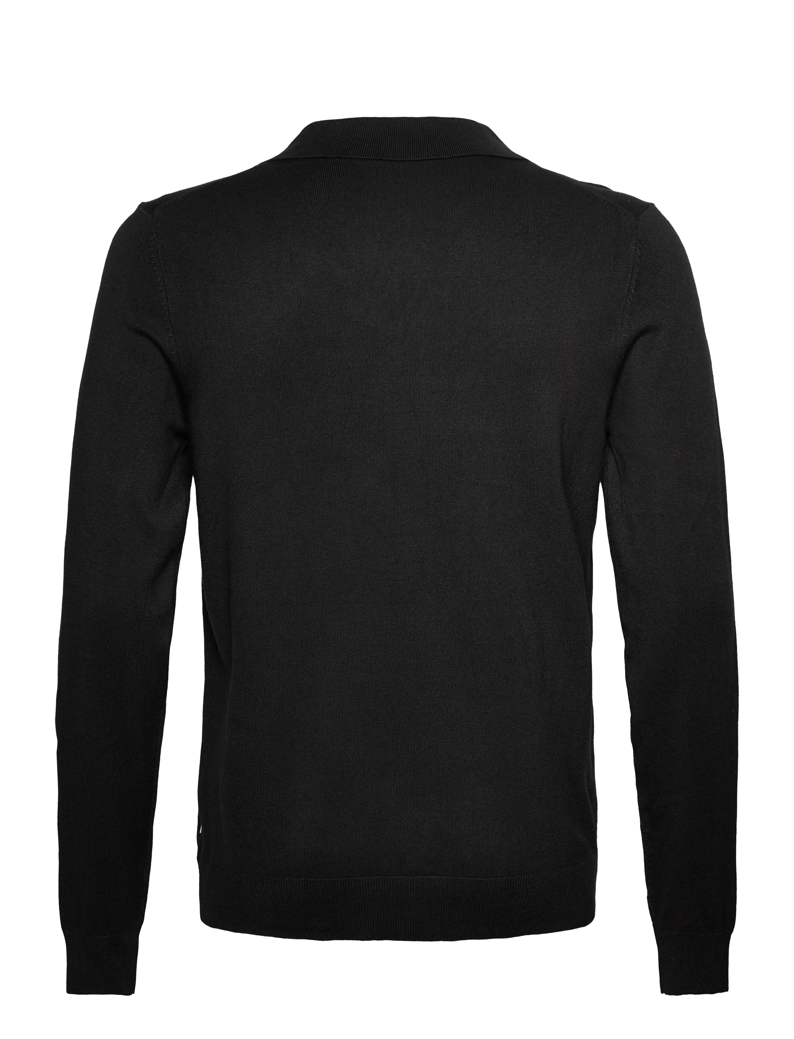 Lindbergh - Ecovero L/S v-neck polo - long-sleeved knitted polos - black - 2