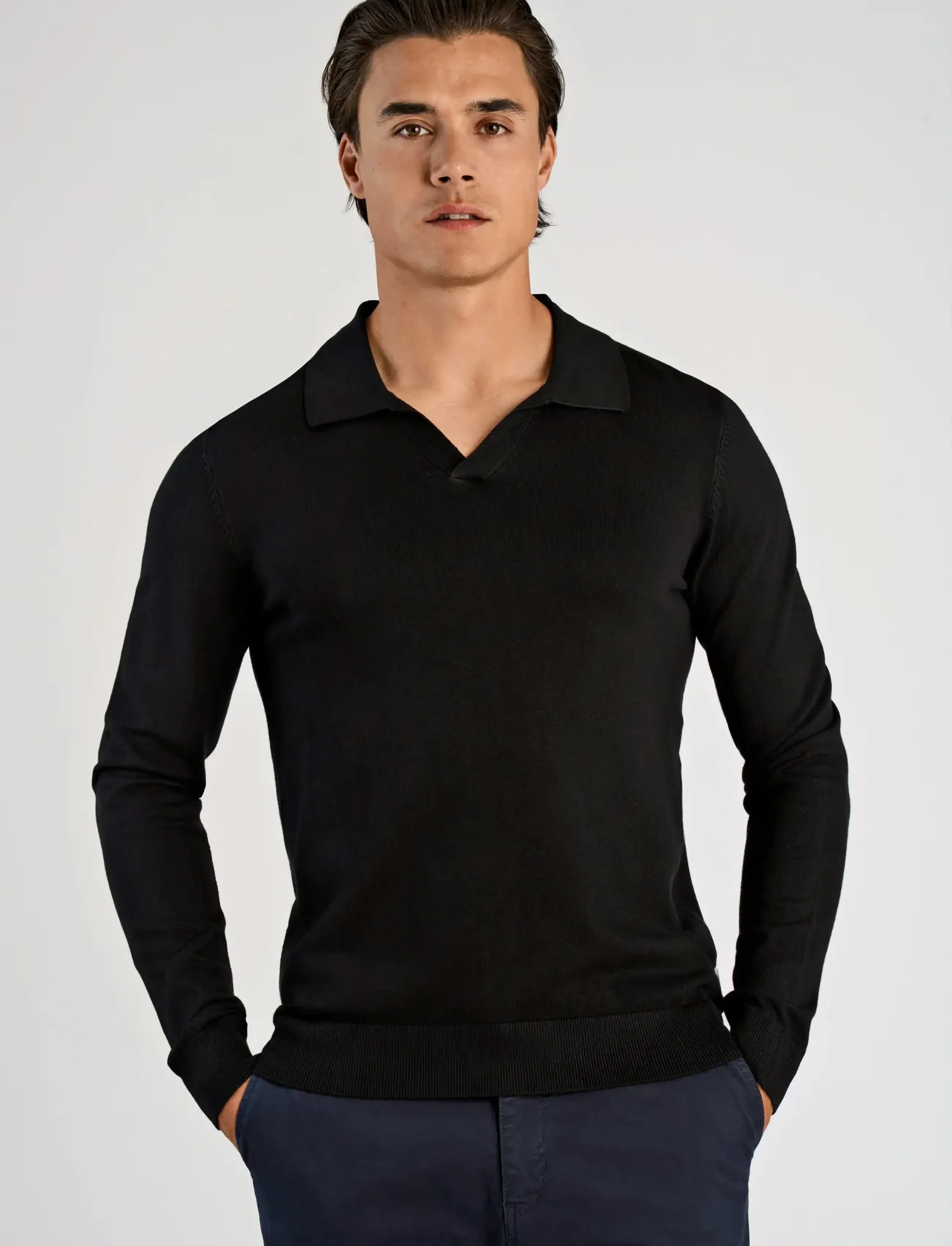 Ecovero L/S V-Neck Polo 2