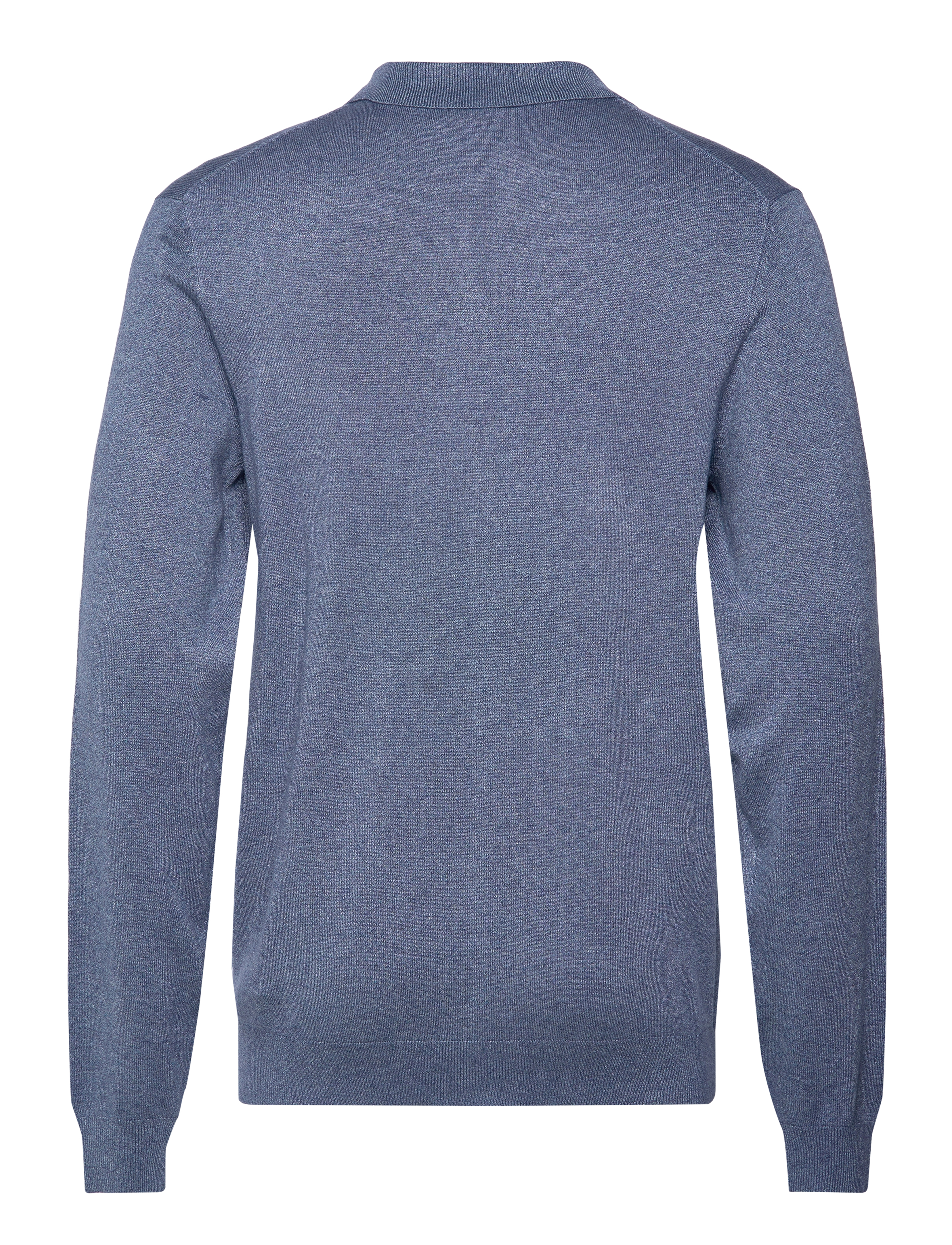 Lindbergh - Ecovero L/S v-neck polo - long-sleeved knitted polos - blue blend - 1