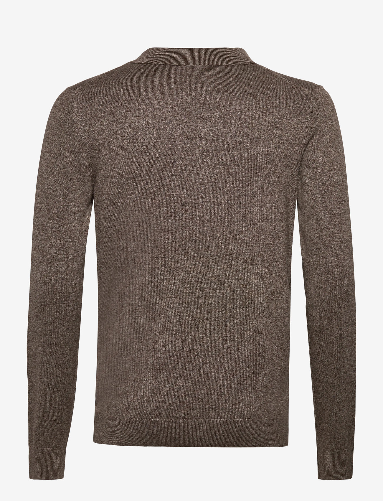 Lindbergh - Ecovero L/S v-neck polo - stickade pikéer - brown blend - 1