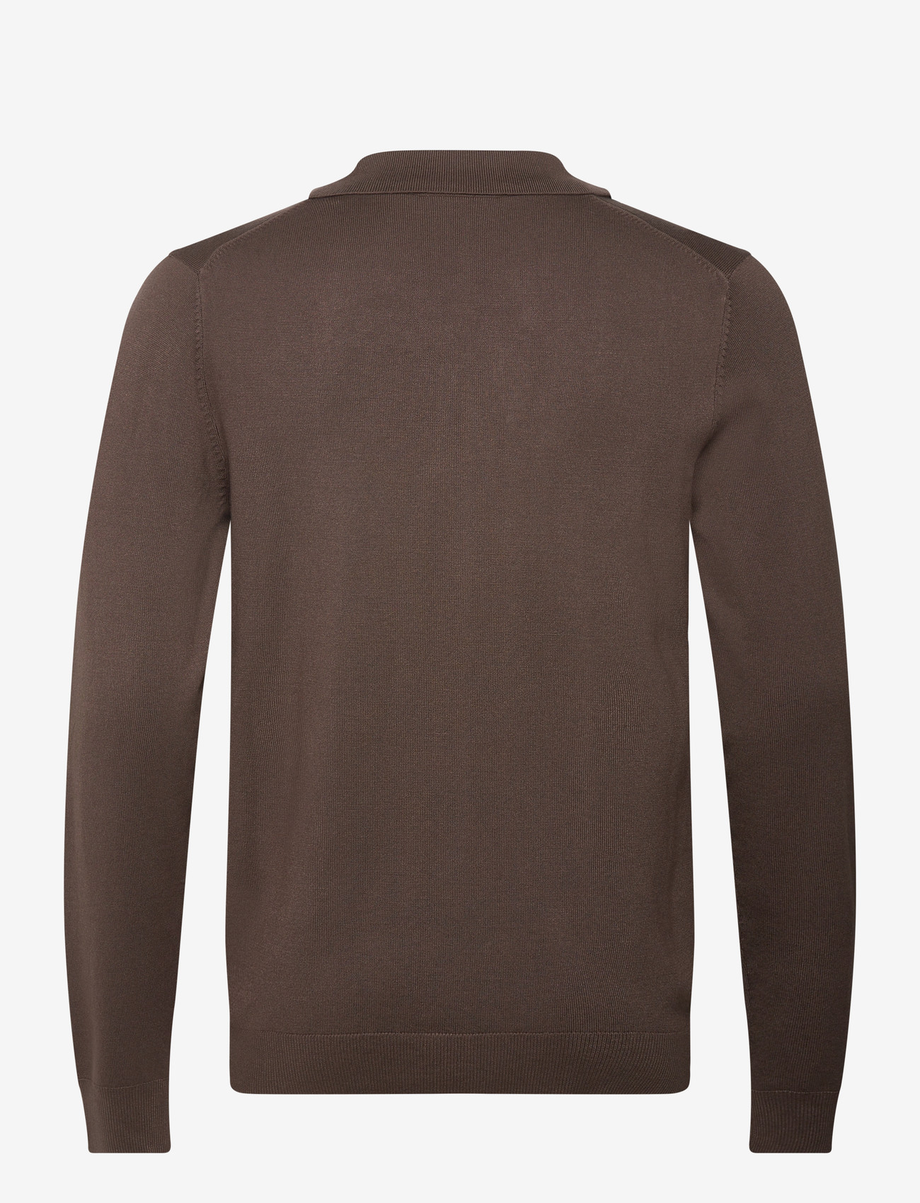 Lindbergh - Ecovero L/S v-neck polo - stickade pikéer - dk beige - 1
