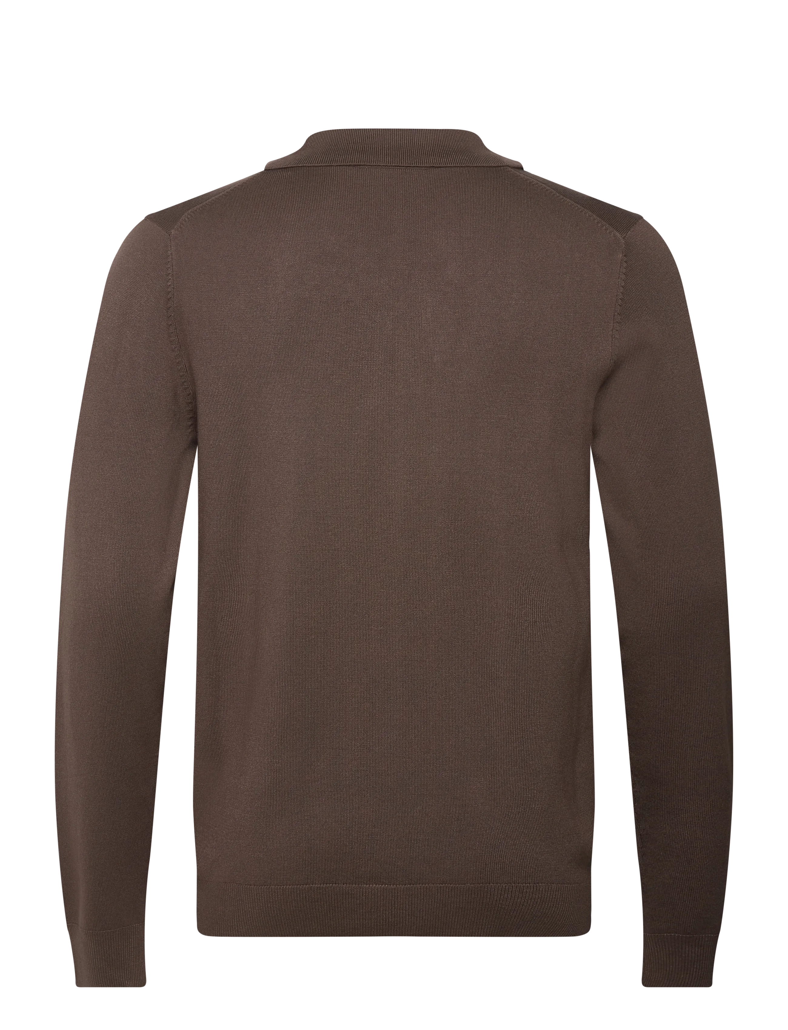 Lindbergh - Ecovero L/S v-neck polo - langärmelige gestrickte polohemden - dk beige - 1