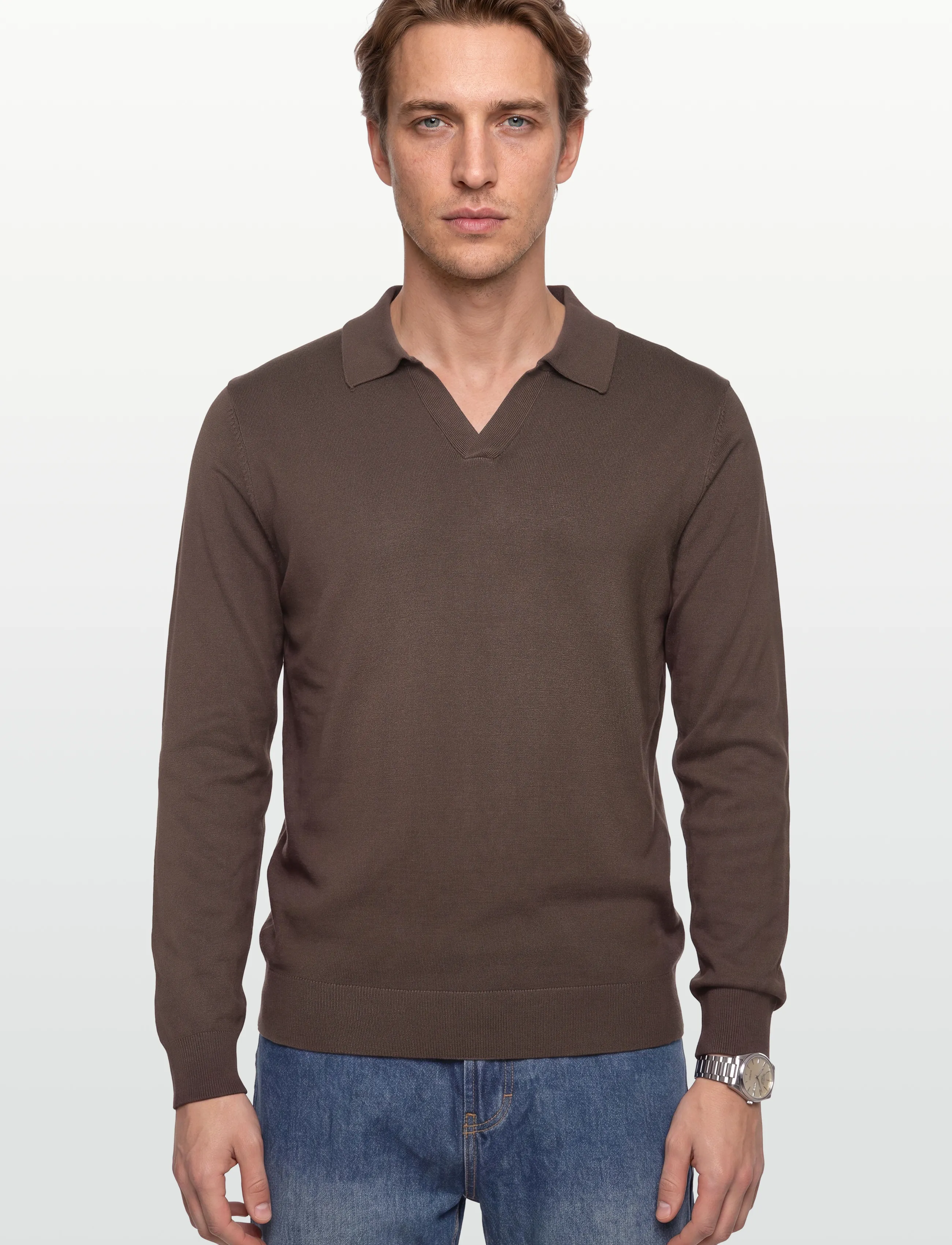 Ecovero L/S V-Neck Polo 2