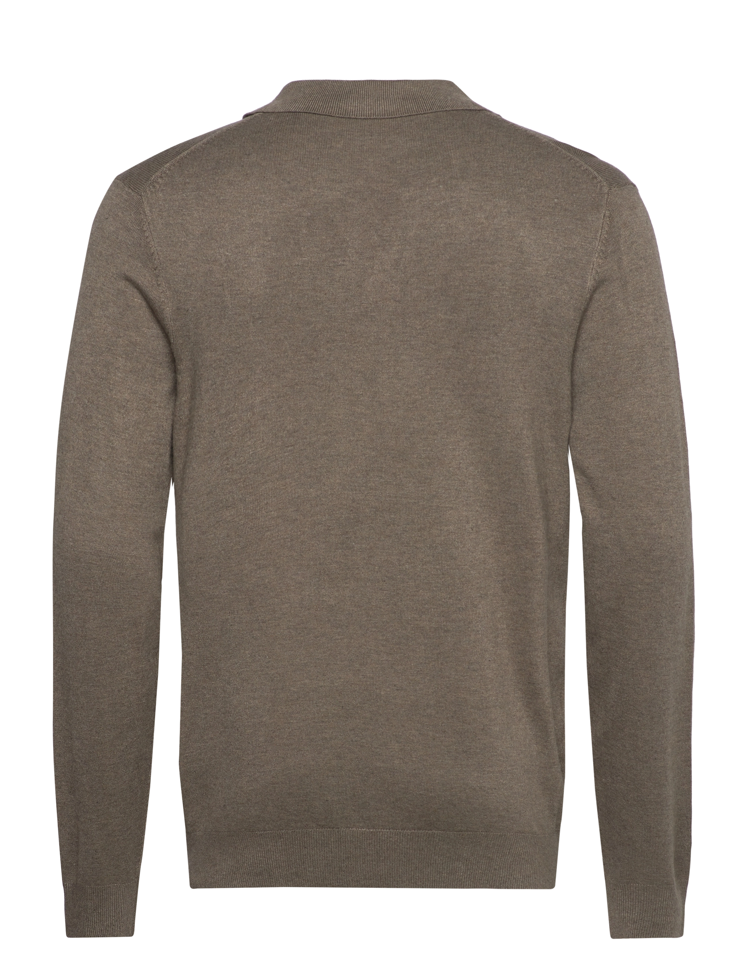 Lindbergh - Ecovero L/S v-neck polo - long-sleeved knitted polos - dk sand mel - 2