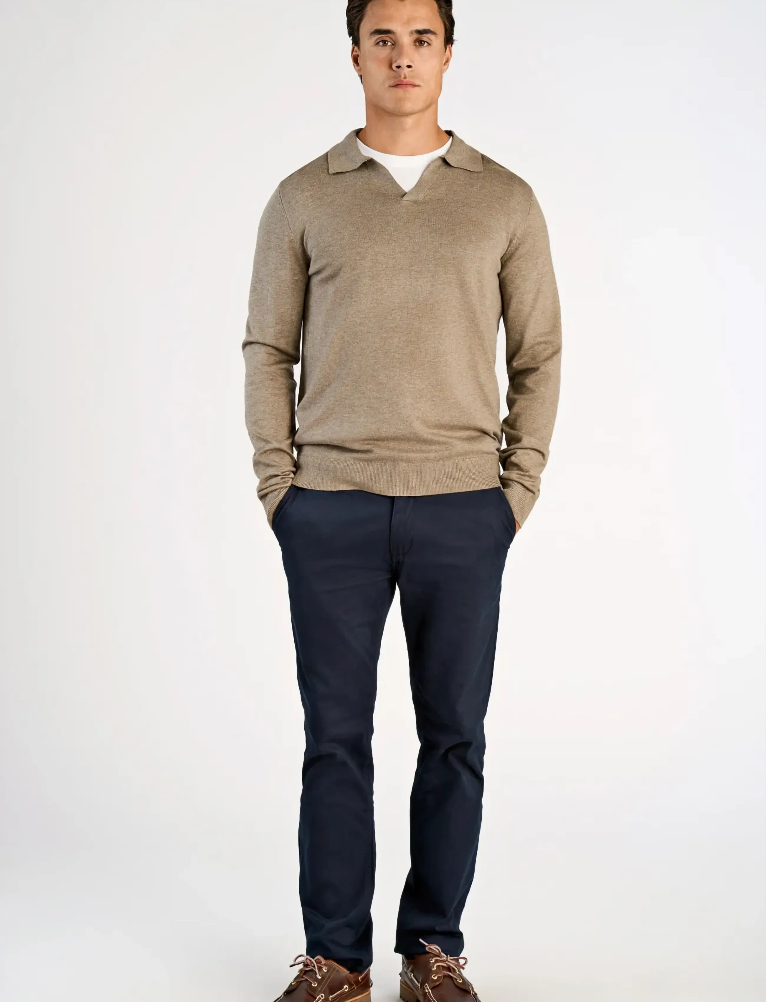 Ecovero L/S V-Neck Polo