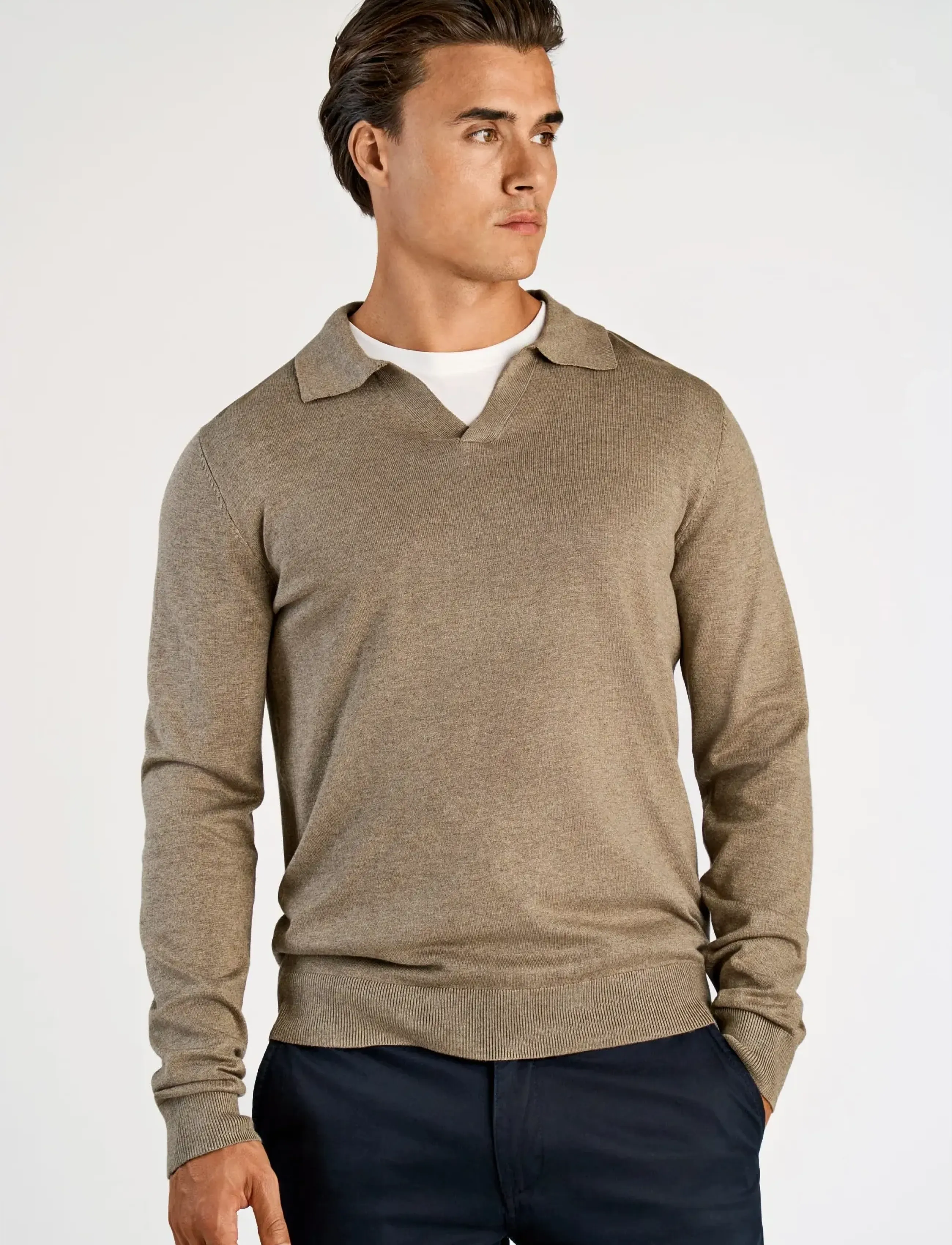 Ecovero L/S V-Neck Polo 3
