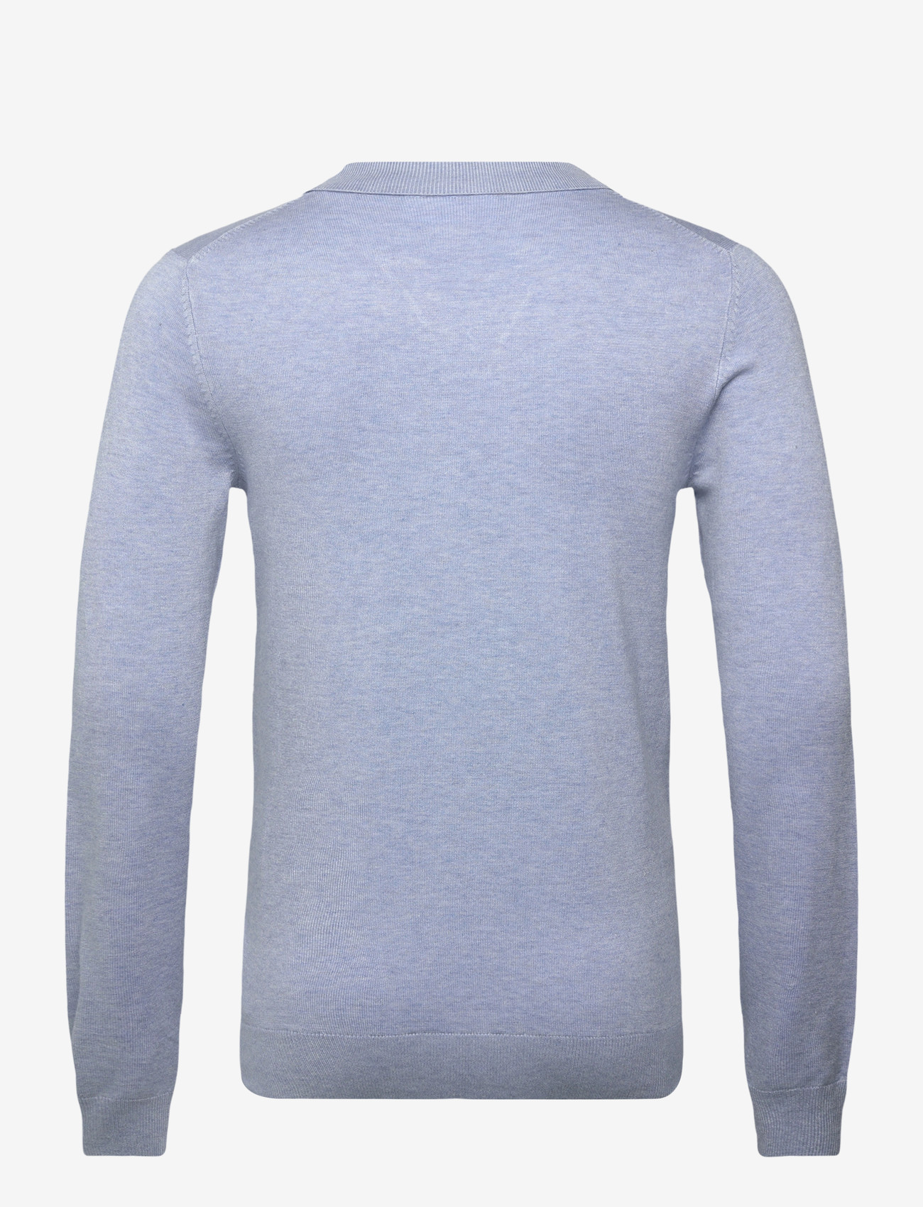 Lindbergh - Ecovero L/S v-neck polo - pikkade varrukatega kootud polosärgid - fair blue mel - 2