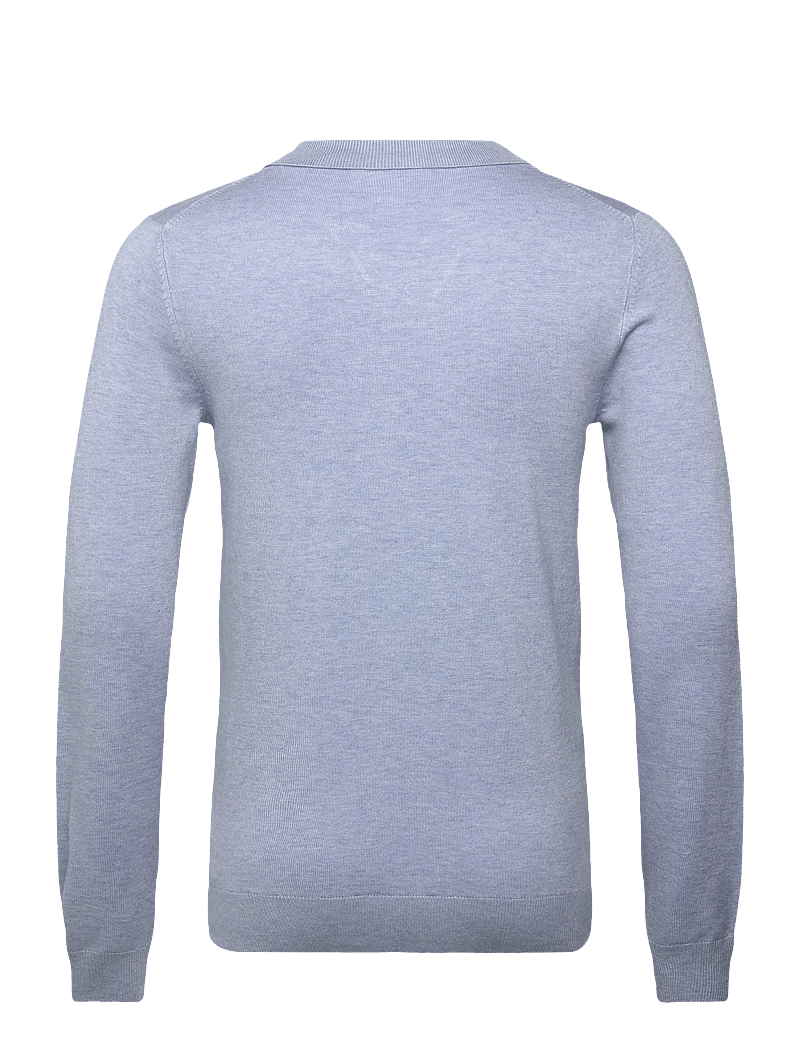 Lindbergh - Ecovero L/S v-neck polo - langärmelige gestrickte polohemden - fair blue mel - 2