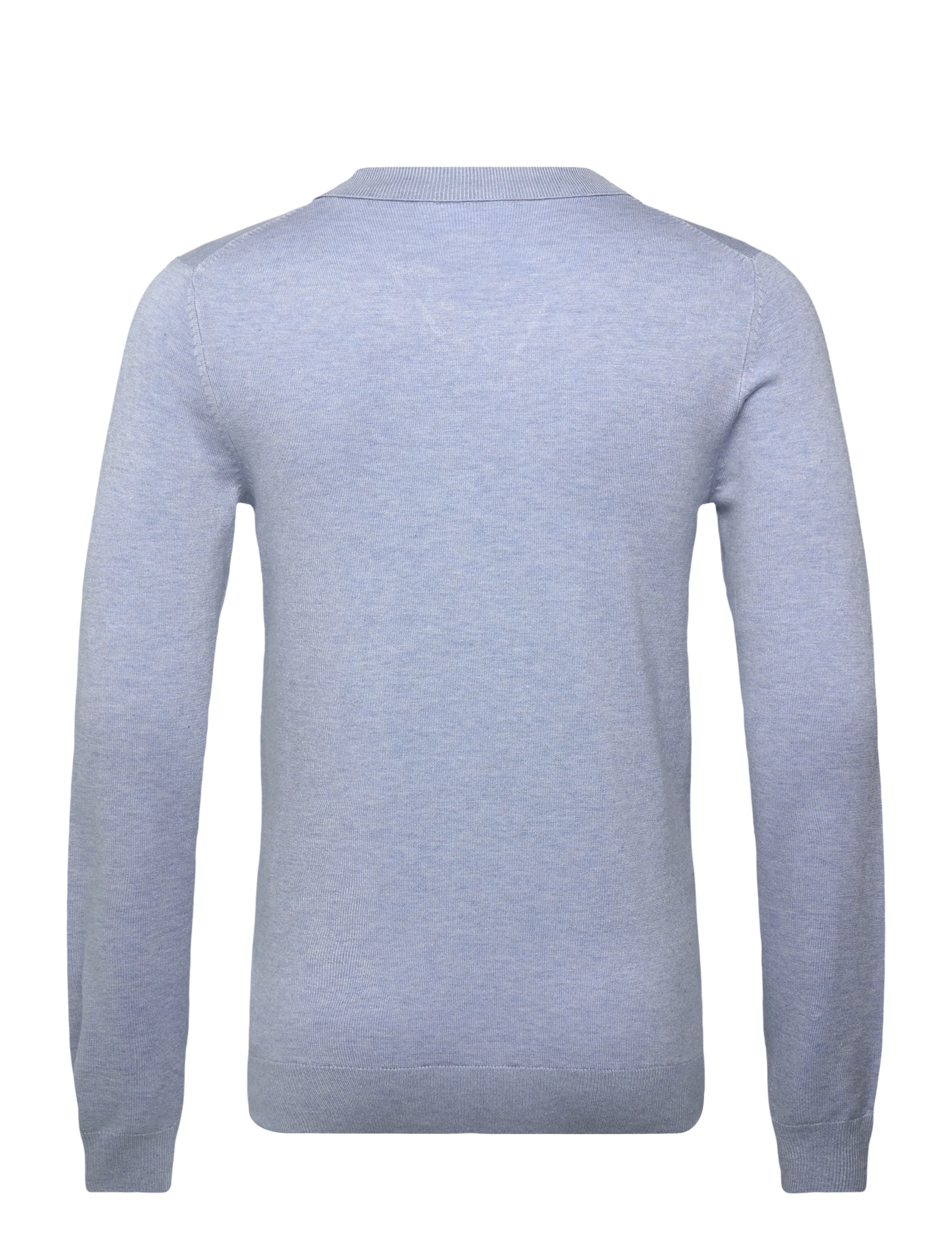 Lindbergh - Ecovero L/S v-neck polo - langärmelige gestrickte polohemden - fair blue mel - 2