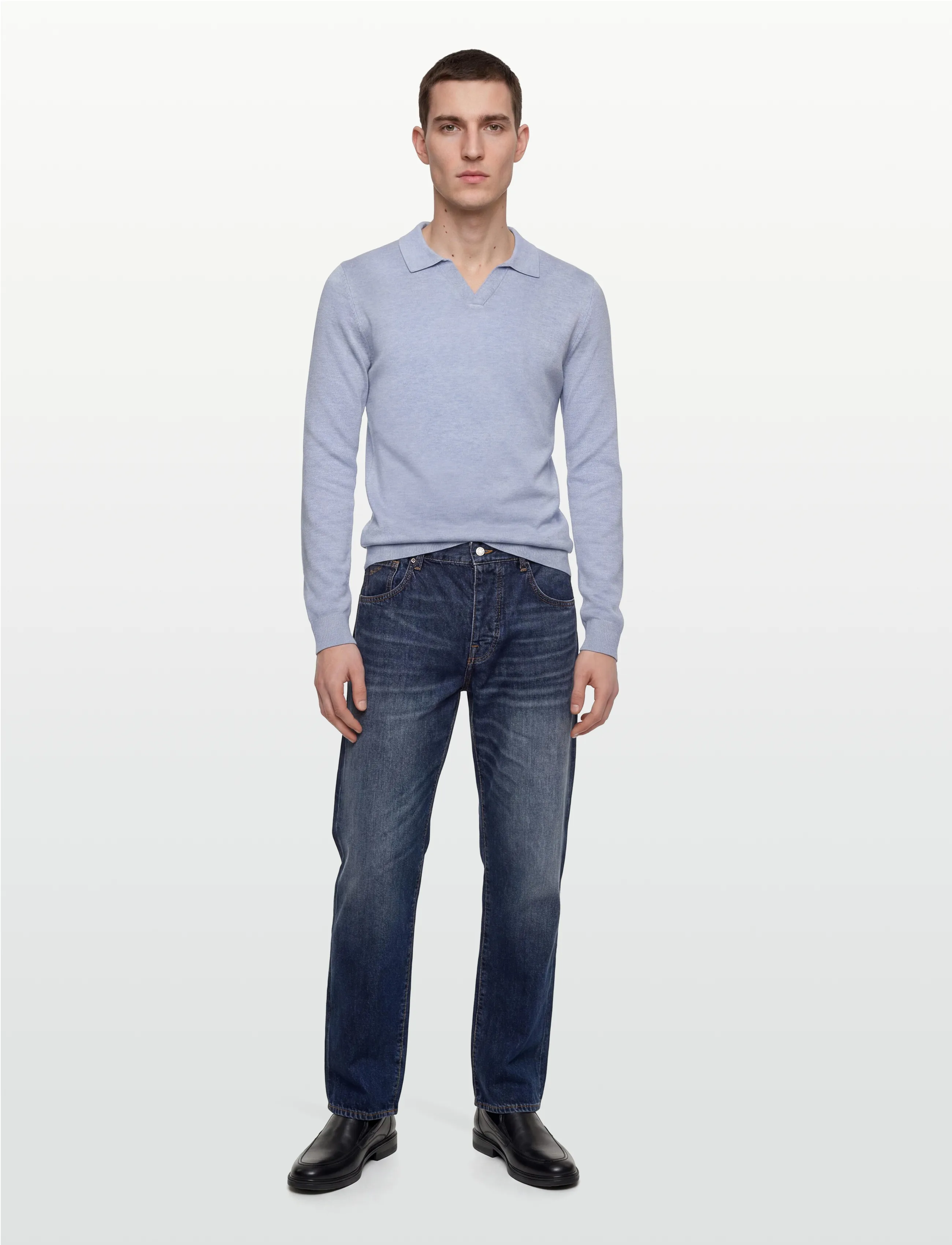 Ecovero L/S V-Neck Polo
