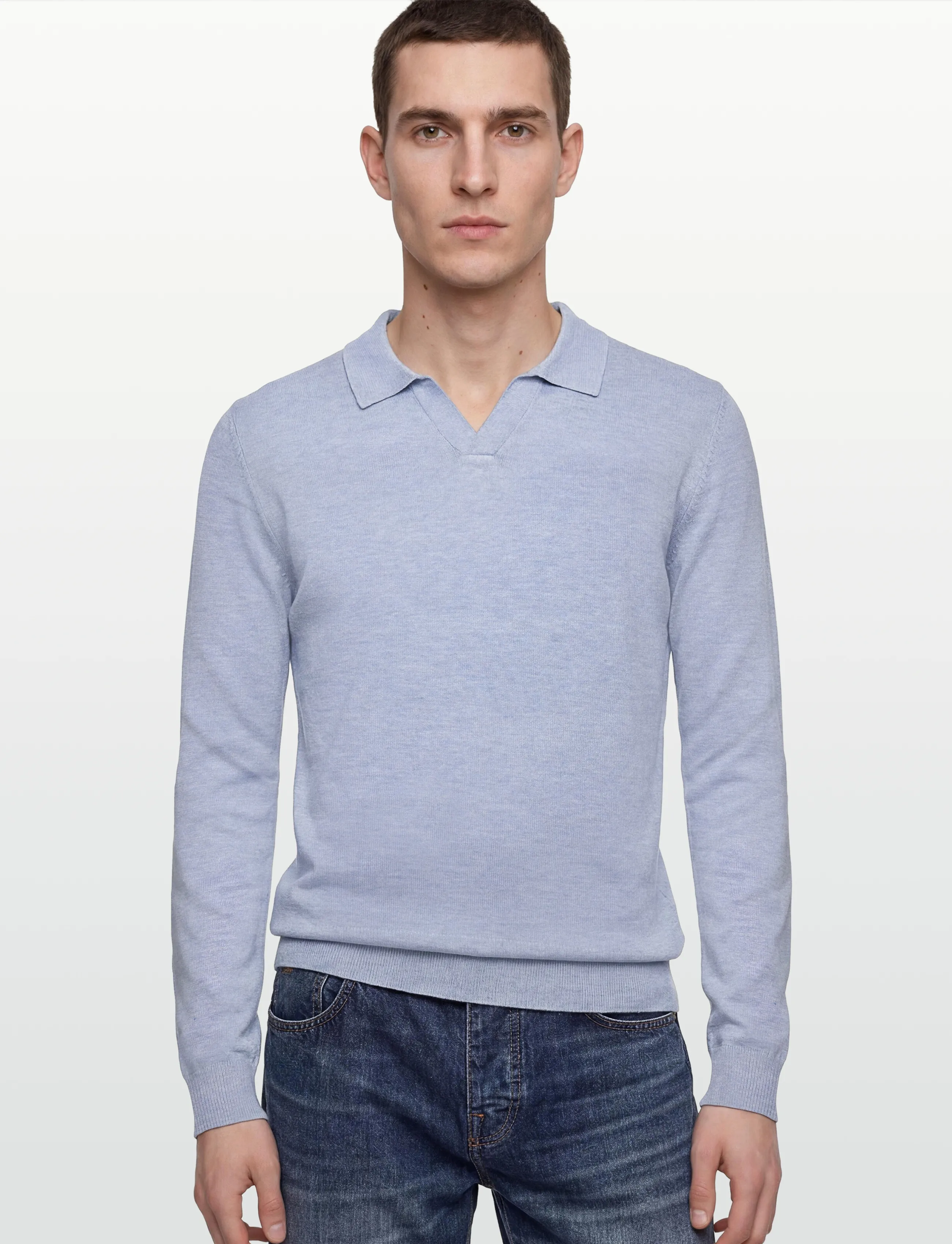 Ecovero L/S V-Neck Polo 2