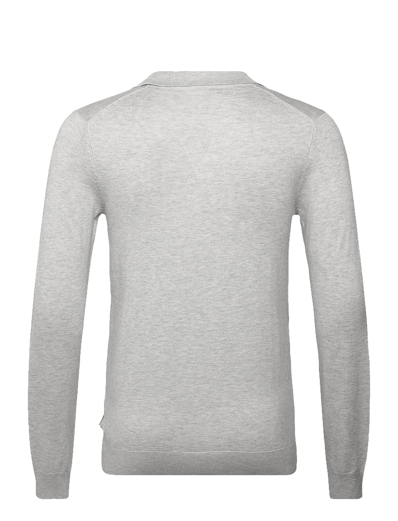 Lindbergh - Ecovero L/S v-neck polo - langärmelige gestrickte polohemden - fair grey mel - 2