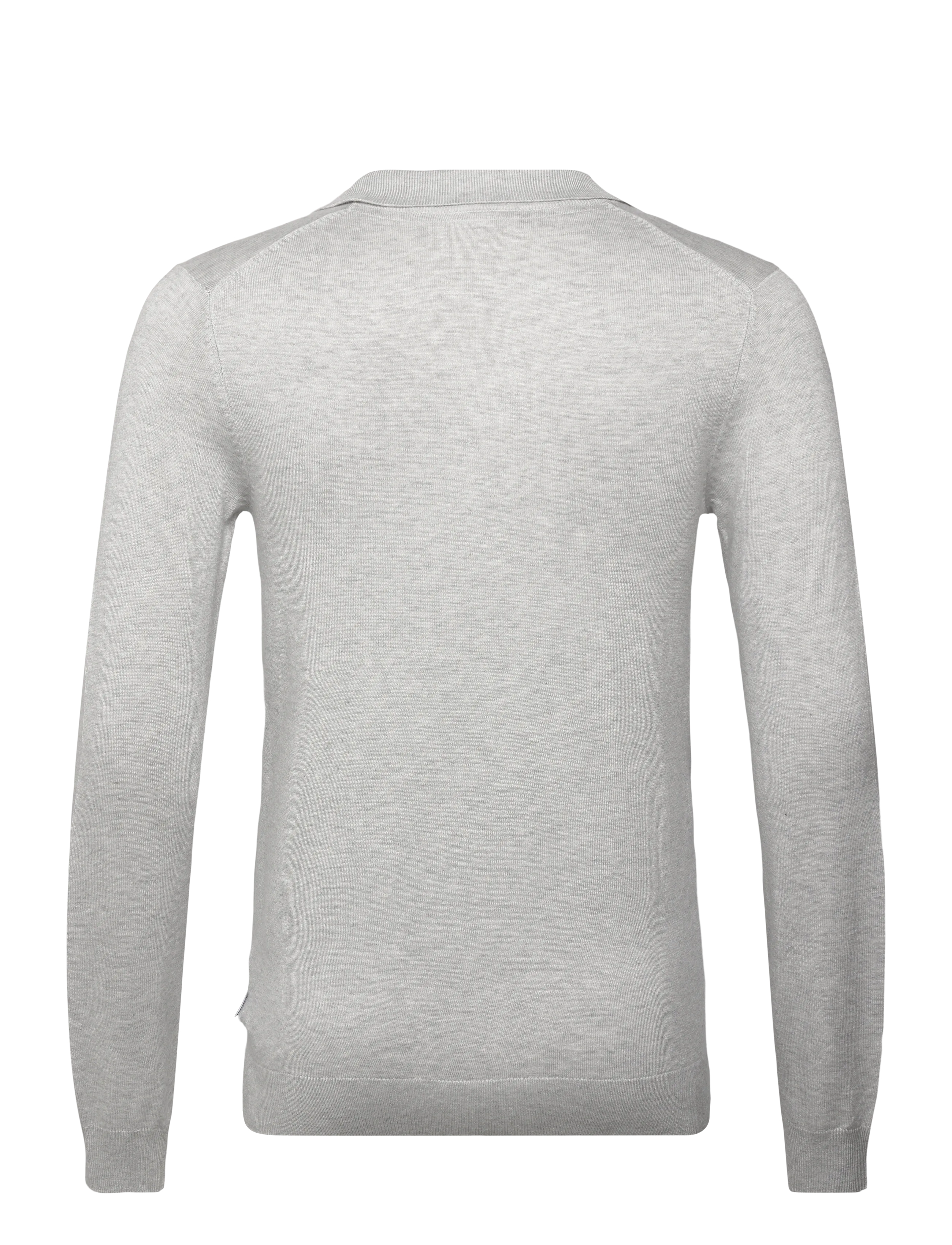 Lindbergh - Ecovero L/S v-neck polo - poloer i strik med lange ærmer - fair grey mel - 2