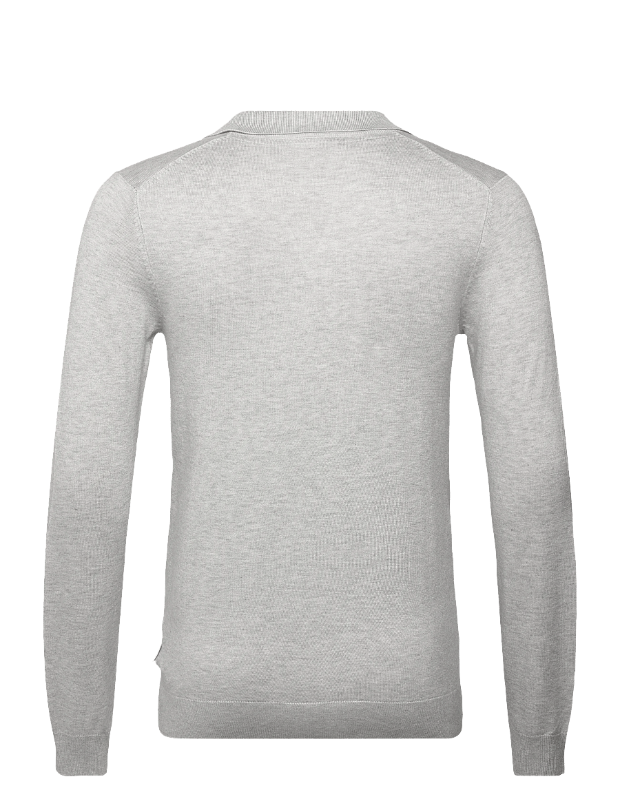 Lindbergh - Ecovero L/S v-neck polo - langärmelige gestrickte polohemden - fair grey mel - 2