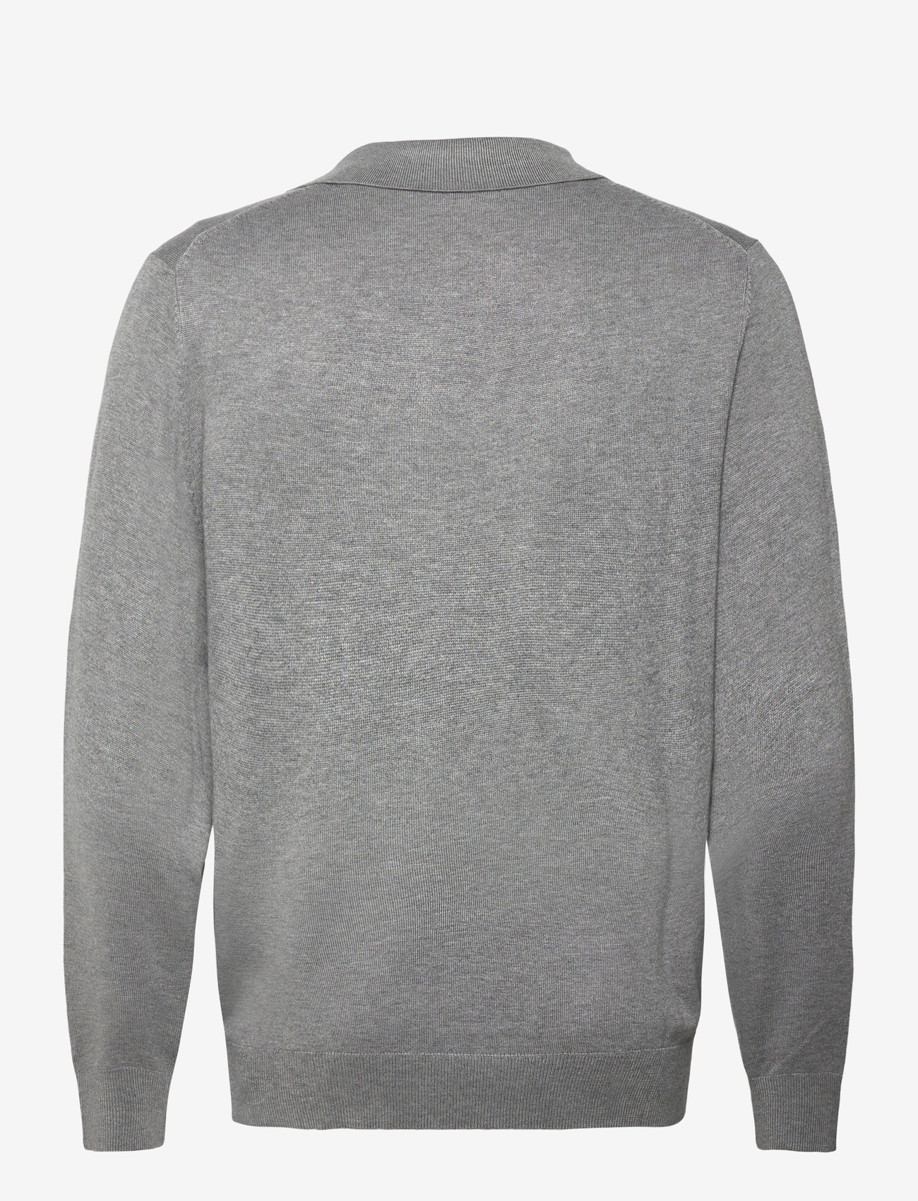 Lindbergh - Ecovero L/S v-neck polo - poloer i strik med lange ærmer - grey stone mix - 1
