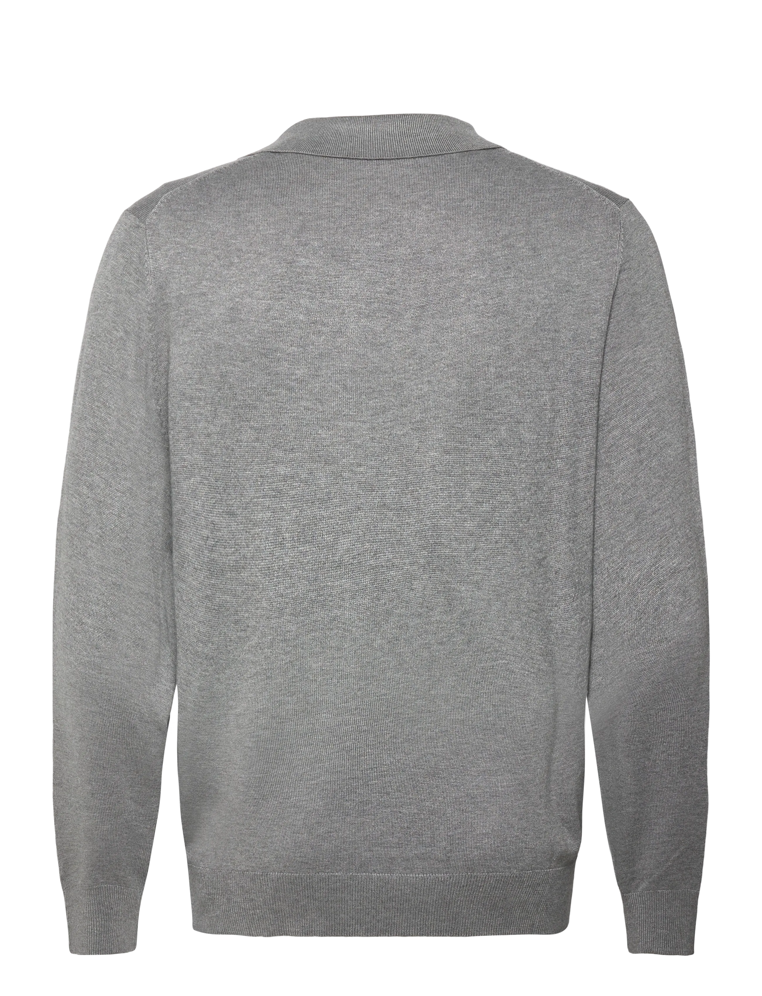 Lindbergh - Ecovero L/S v-neck polo - langärmelige gestrickte polohemden - grey stone mix - 1