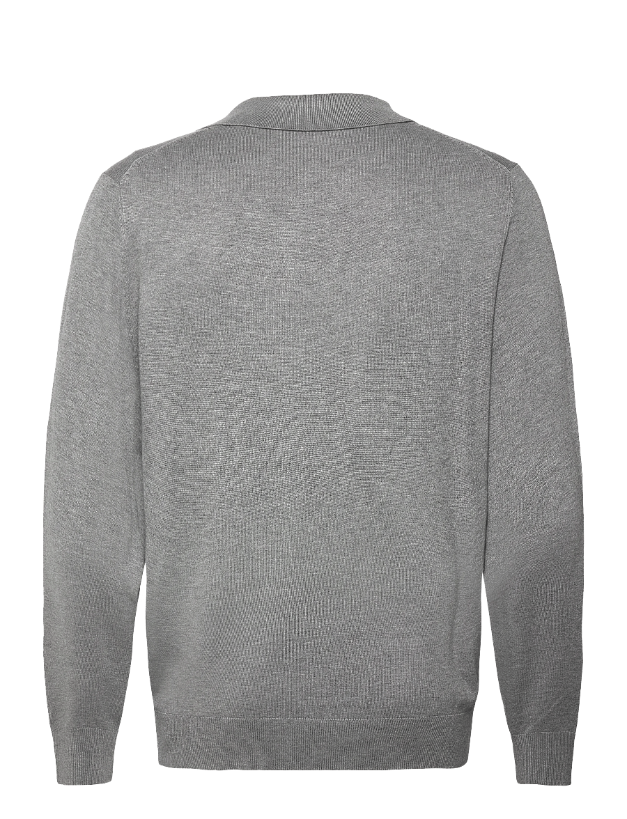 Lindbergh - Ecovero L/S v-neck polo - langärmelige gestrickte polohemden - grey stone mix - 1