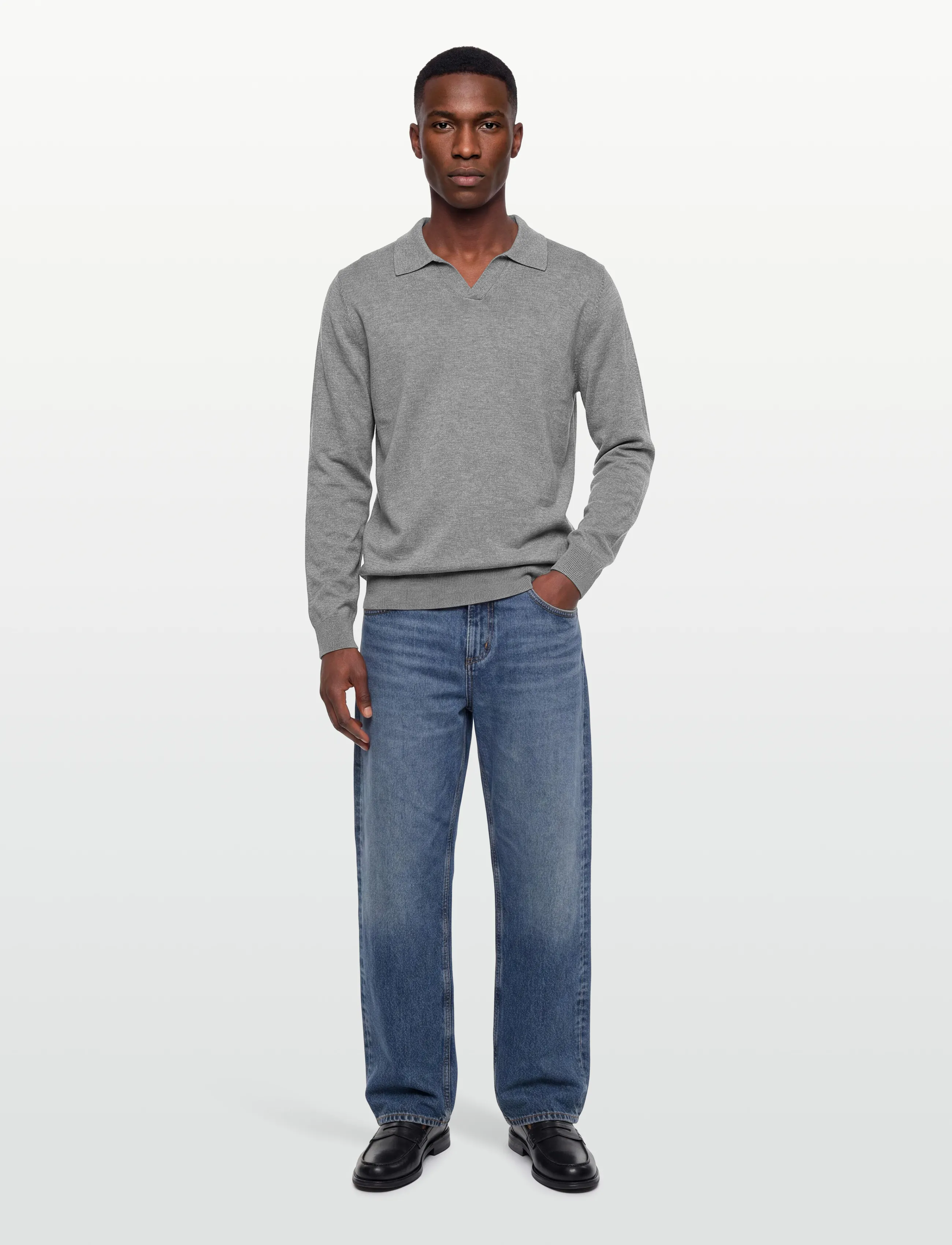 Ecovero L/S V-Neck Polo