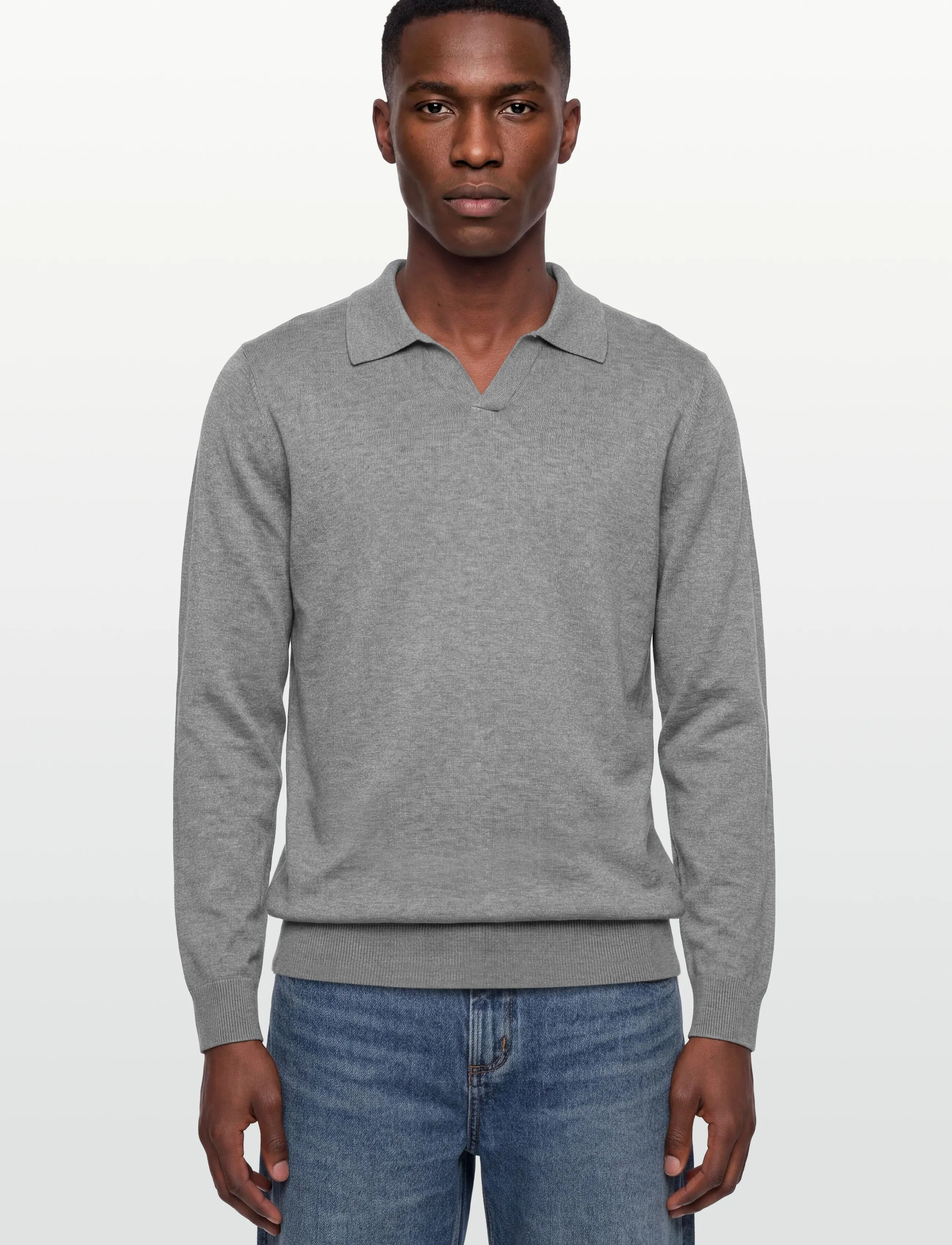 Ecovero L/S V-Neck Polo 2