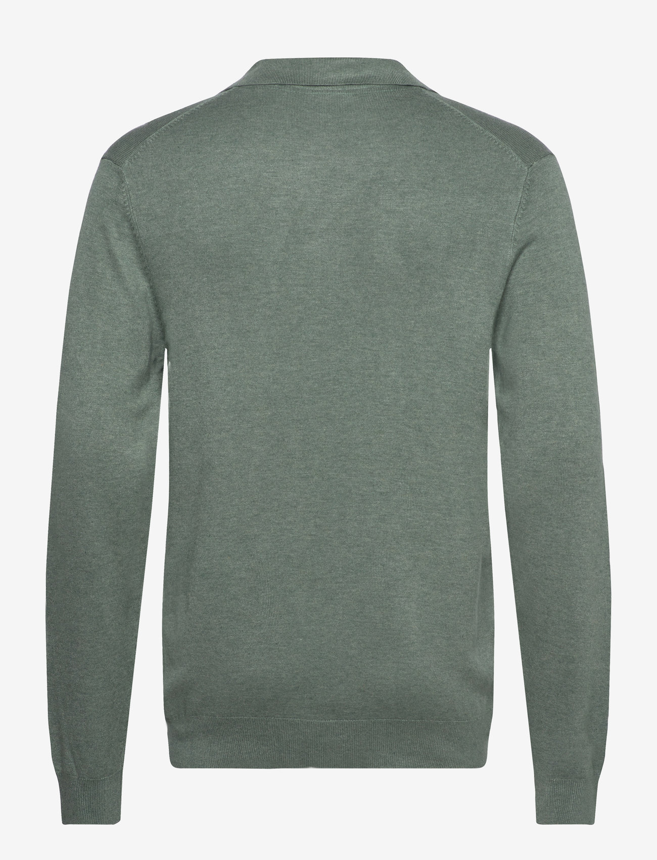 Lindbergh - Ecovero L/S v-neck polo - poloer i strik med lange ærmer - jade green mel - 2