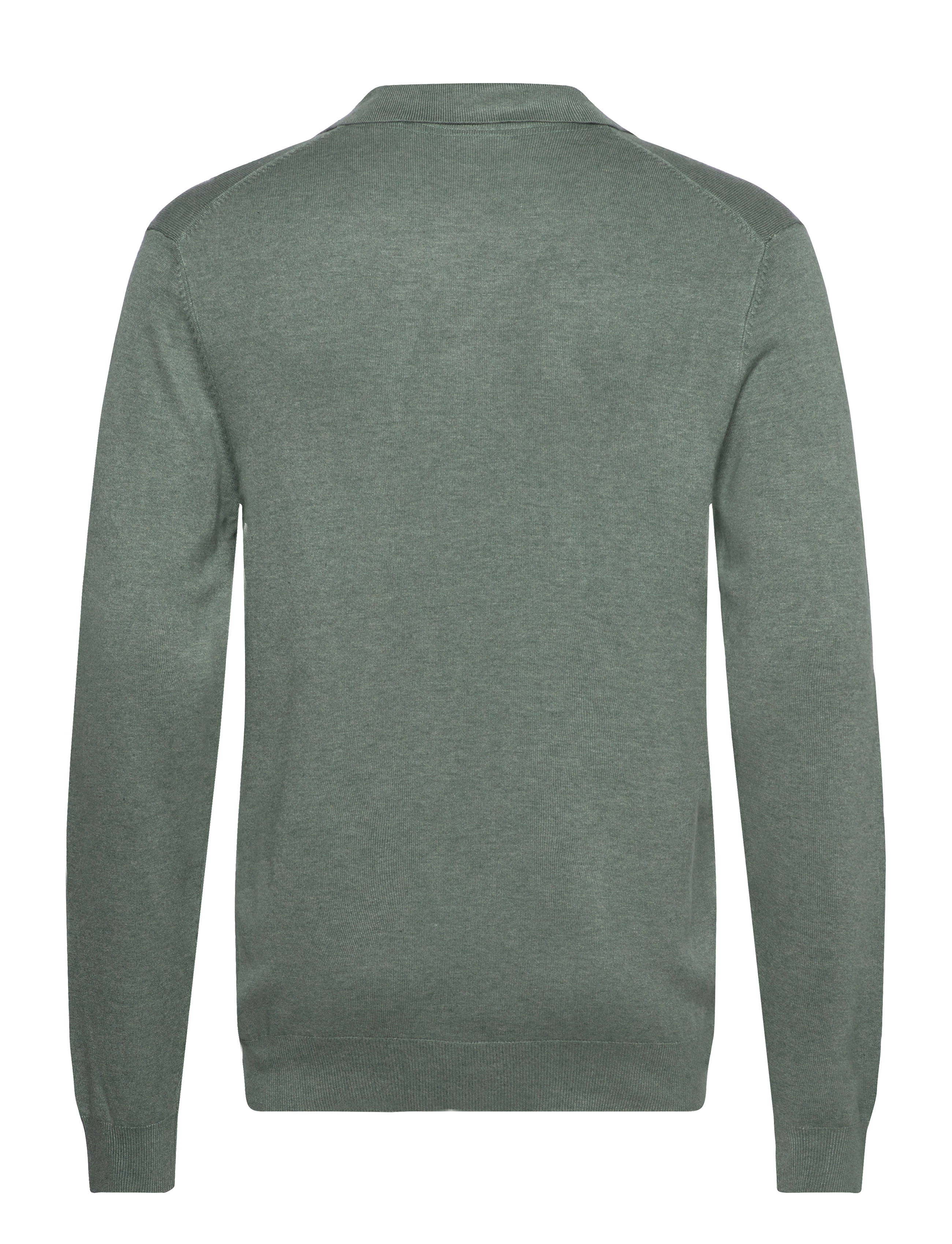 Lindbergh - Ecovero L/S v-neck polo - langermede, strikkede pologensere - jade green mel - 2
