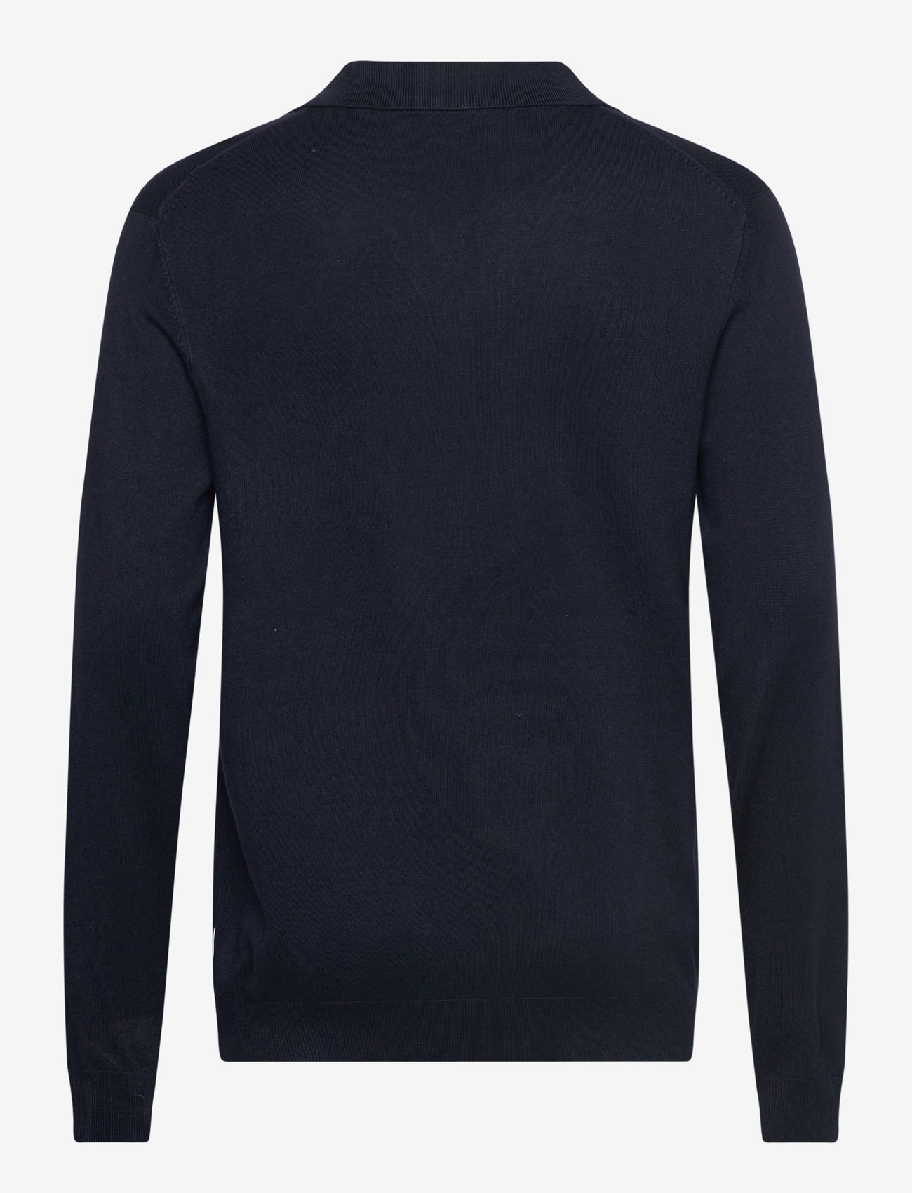 Lindbergh - Ecovero L/S v-neck polo - knitted polos - navy - 1