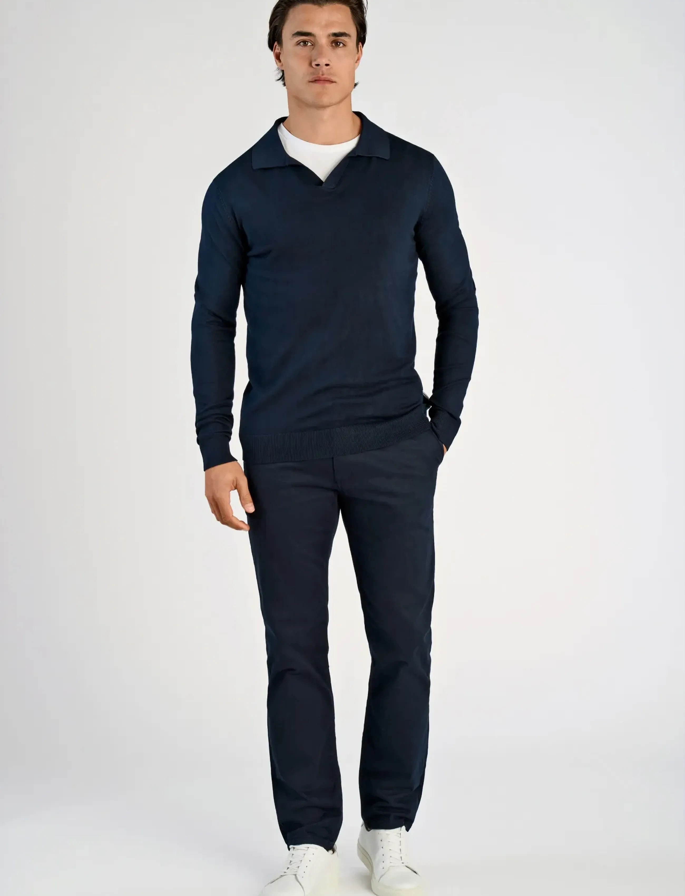Ecovero L/S V-Neck Polo 2