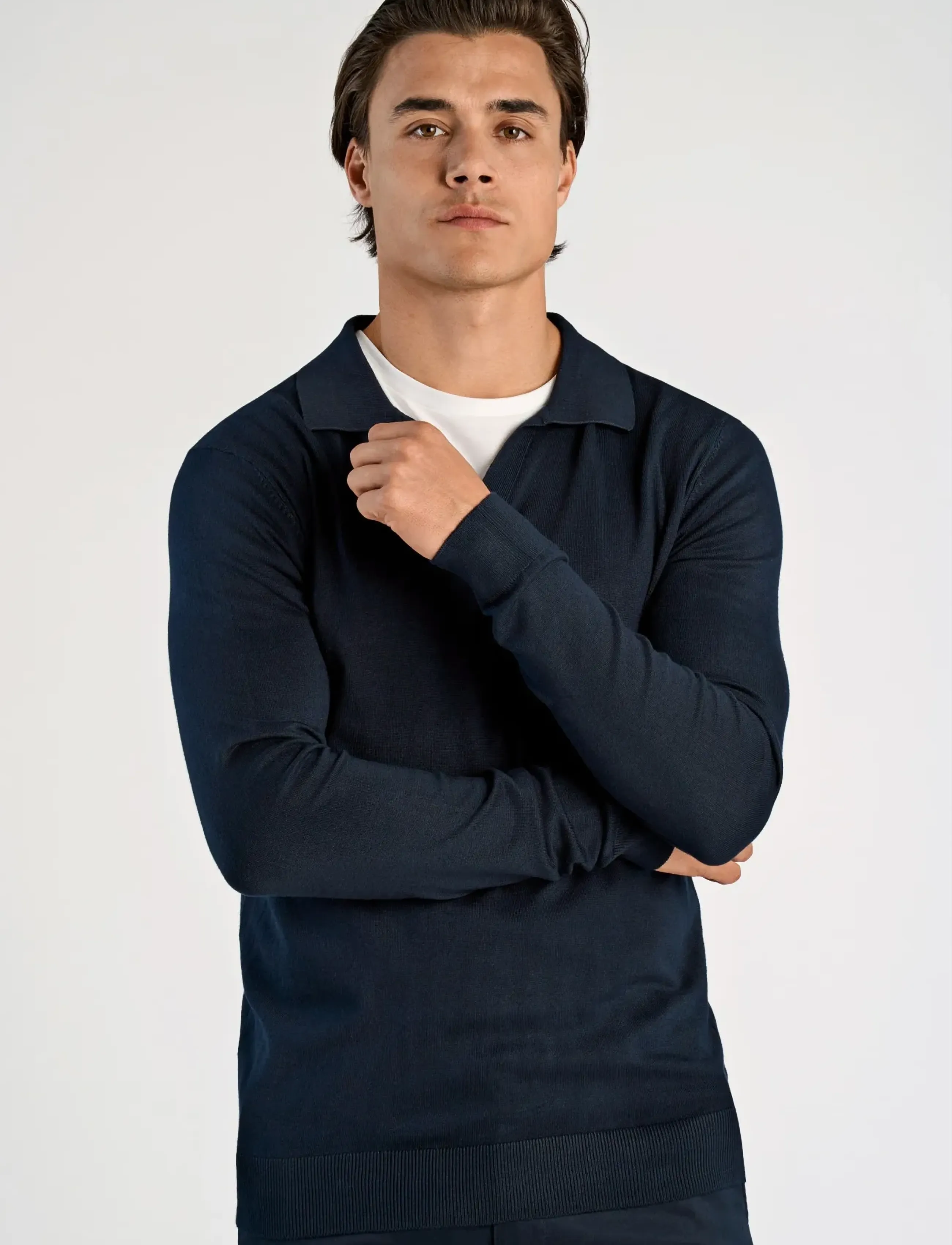 Ecovero L/S V-Neck Polo 8