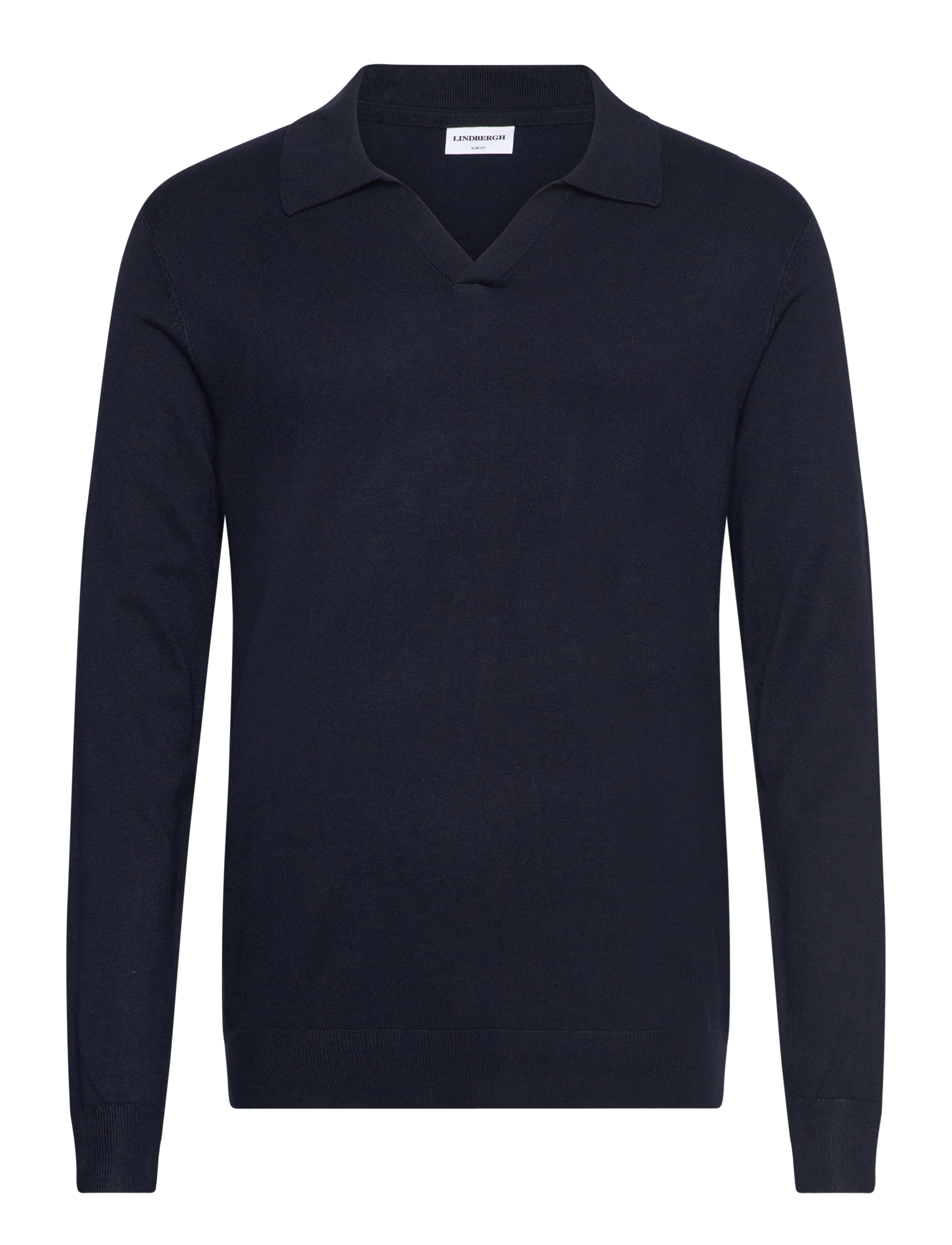 Lindbergh Ecovero L/S v-neck polo - Lindbergh - NAVY / navy