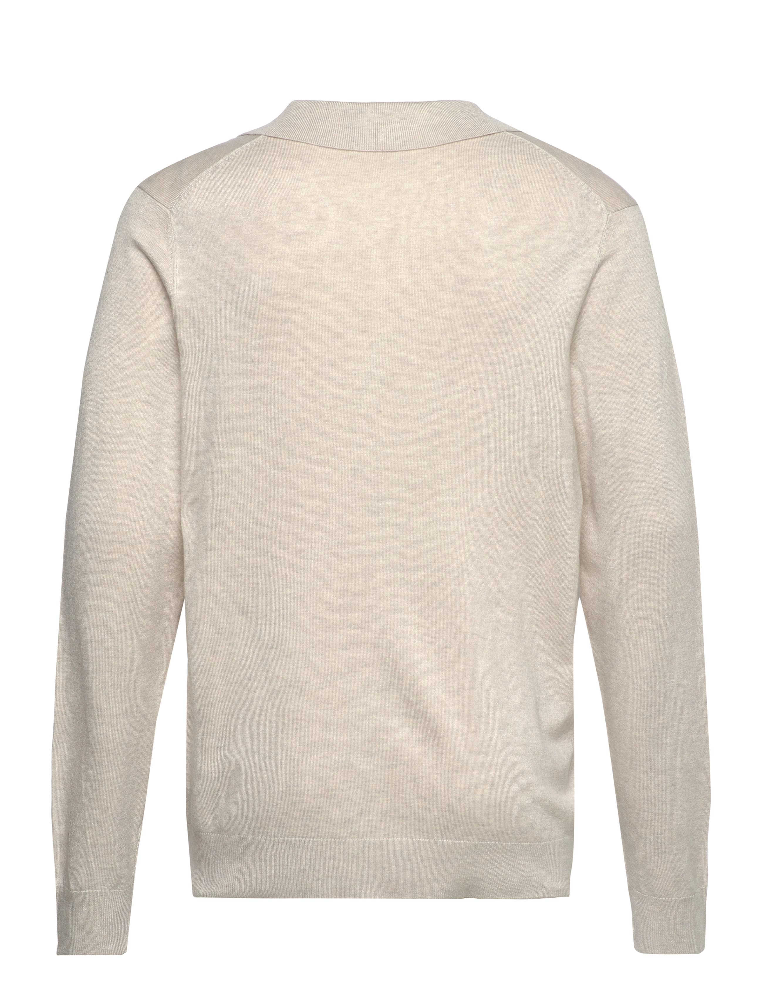 Lindbergh - Ecovero L/S v-neck polo - long-sleeved knitted polos - off white mel - 2
