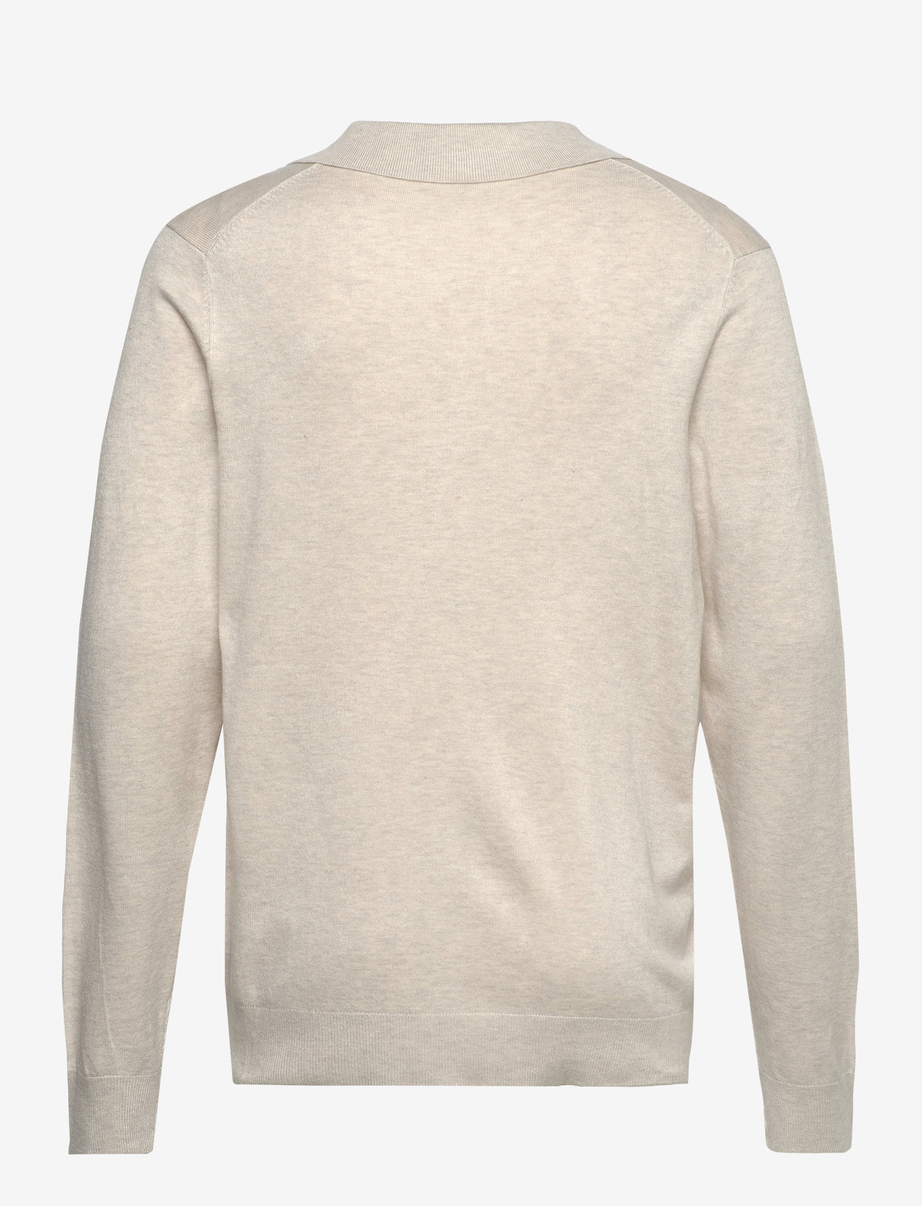 Lindbergh - Ecovero L/S v-neck polo - long-sleeved knitted polos - off white mel - 2