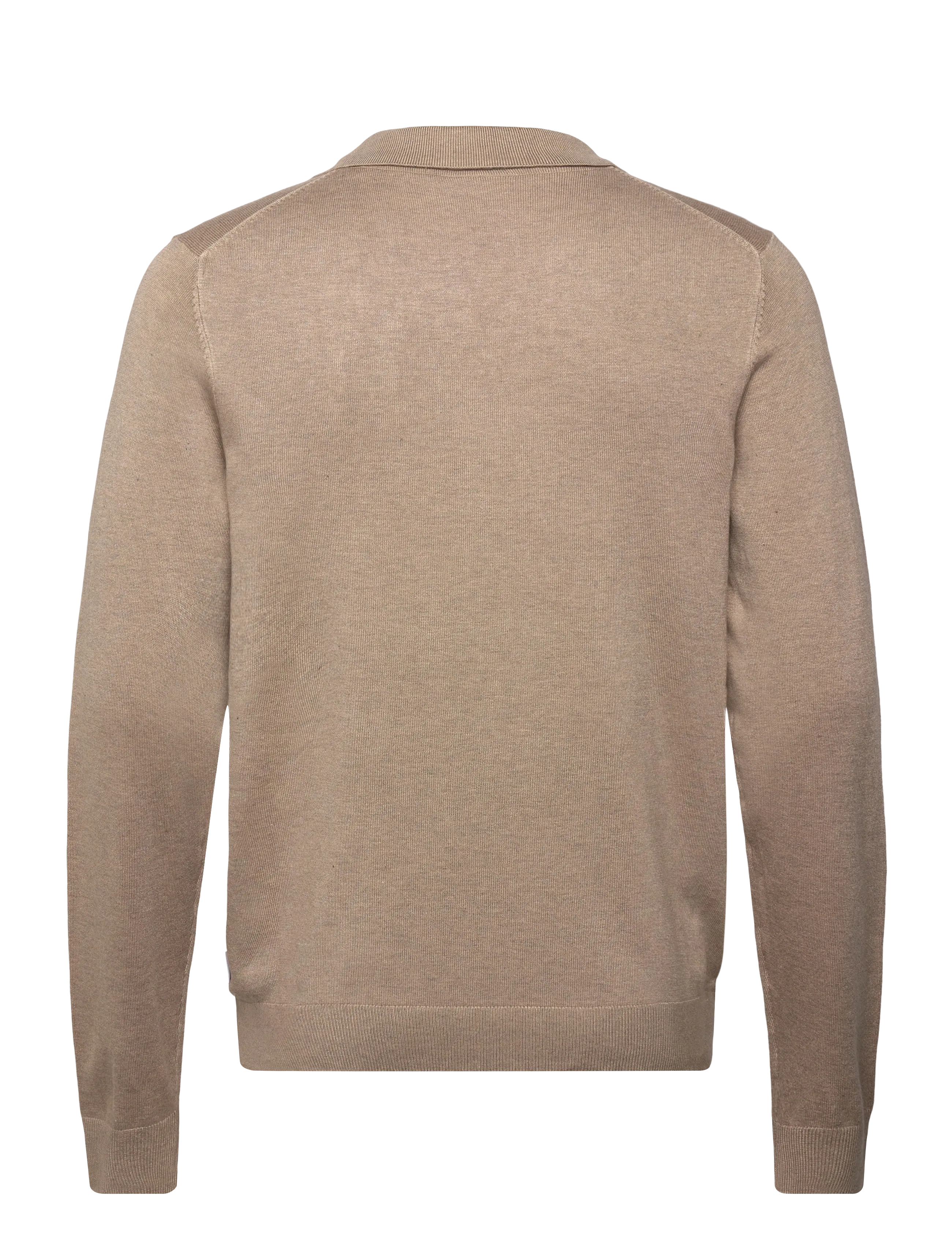 Lindbergh - Ecovero L/S v-neck polo - long-sleeved knitted polos - sand mel - 2
