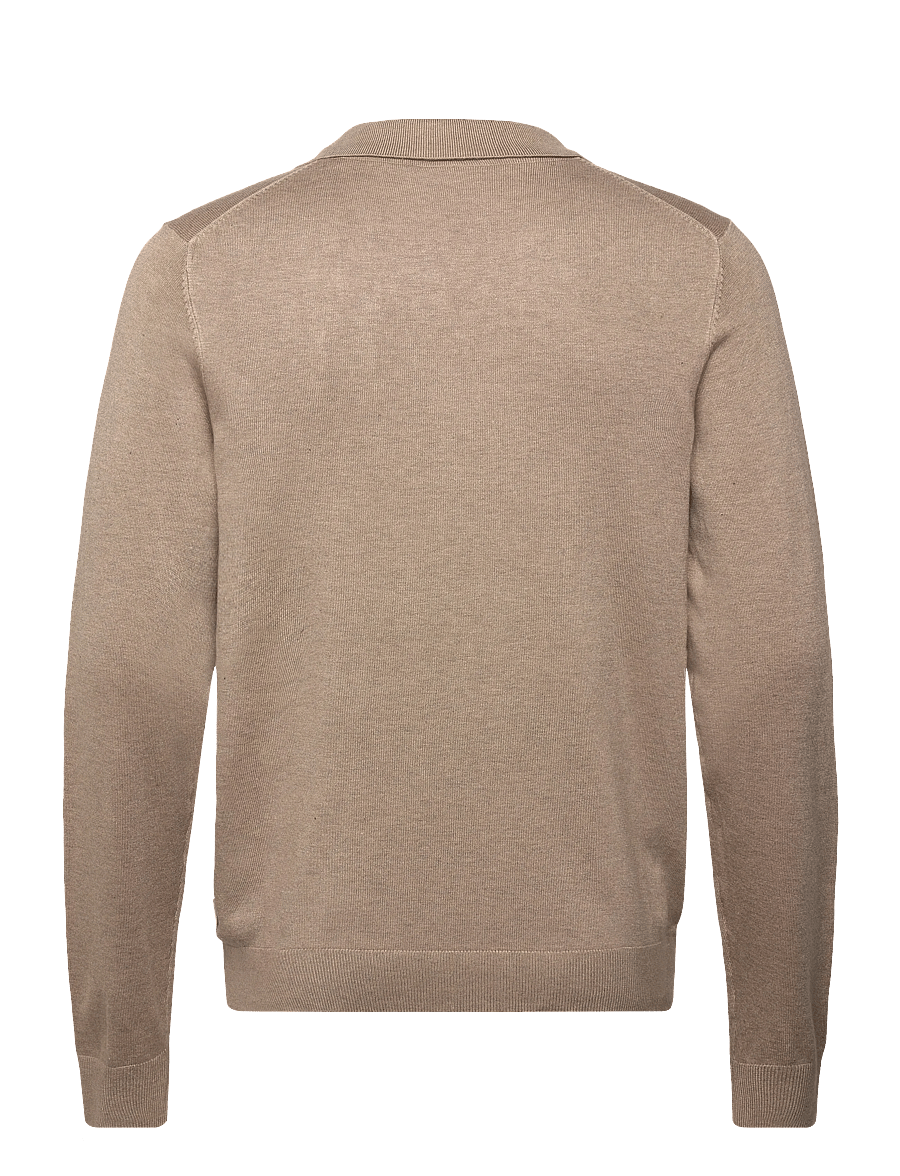 Lindbergh - Ecovero L/S v-neck polo - langärmelige gestrickte polohemden - sand mel - 2