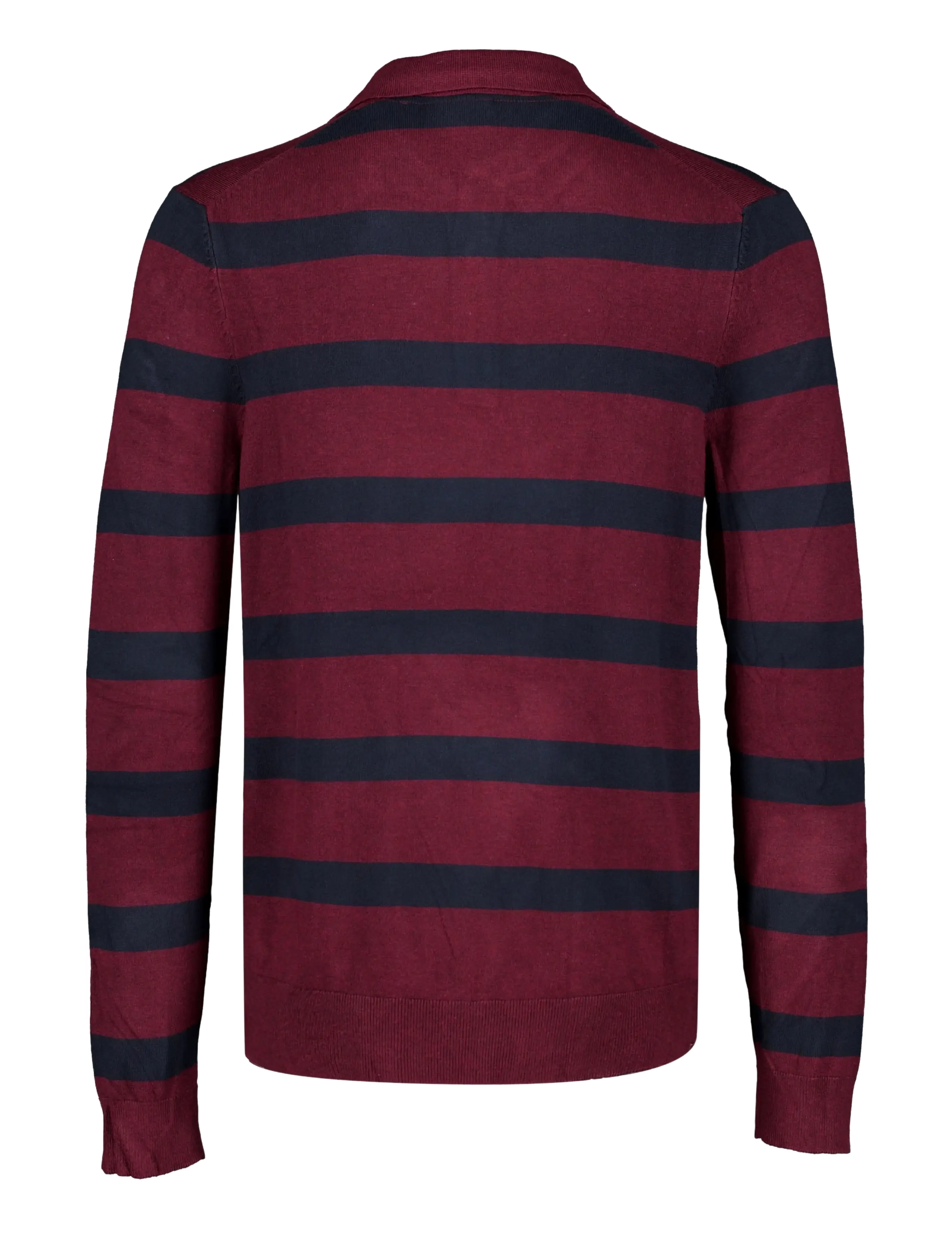 Lindbergh - Ecovero striped L/S polo - dk cherry mel - 1