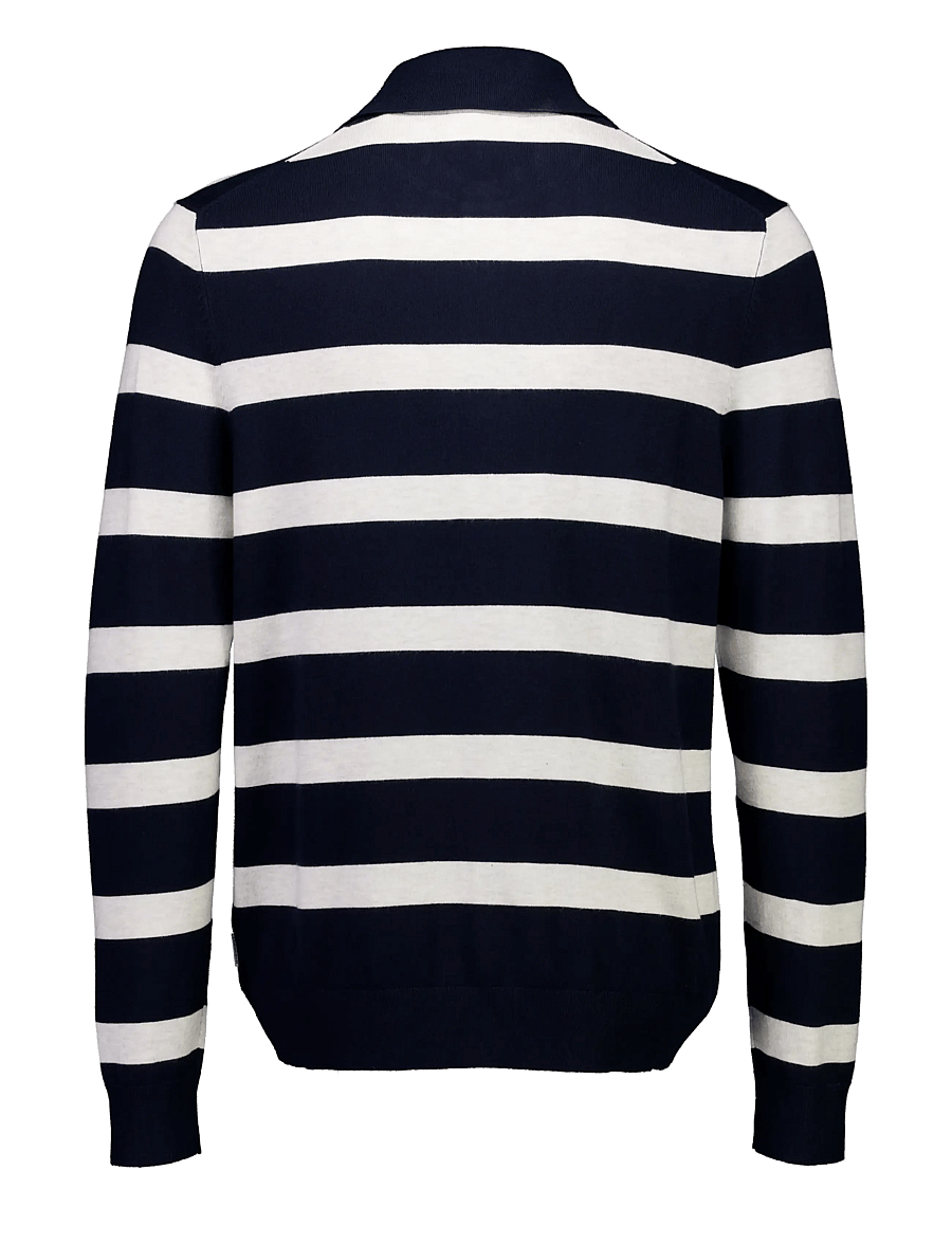 Lindbergh - Ecovero striped L/S polo - navy - 2