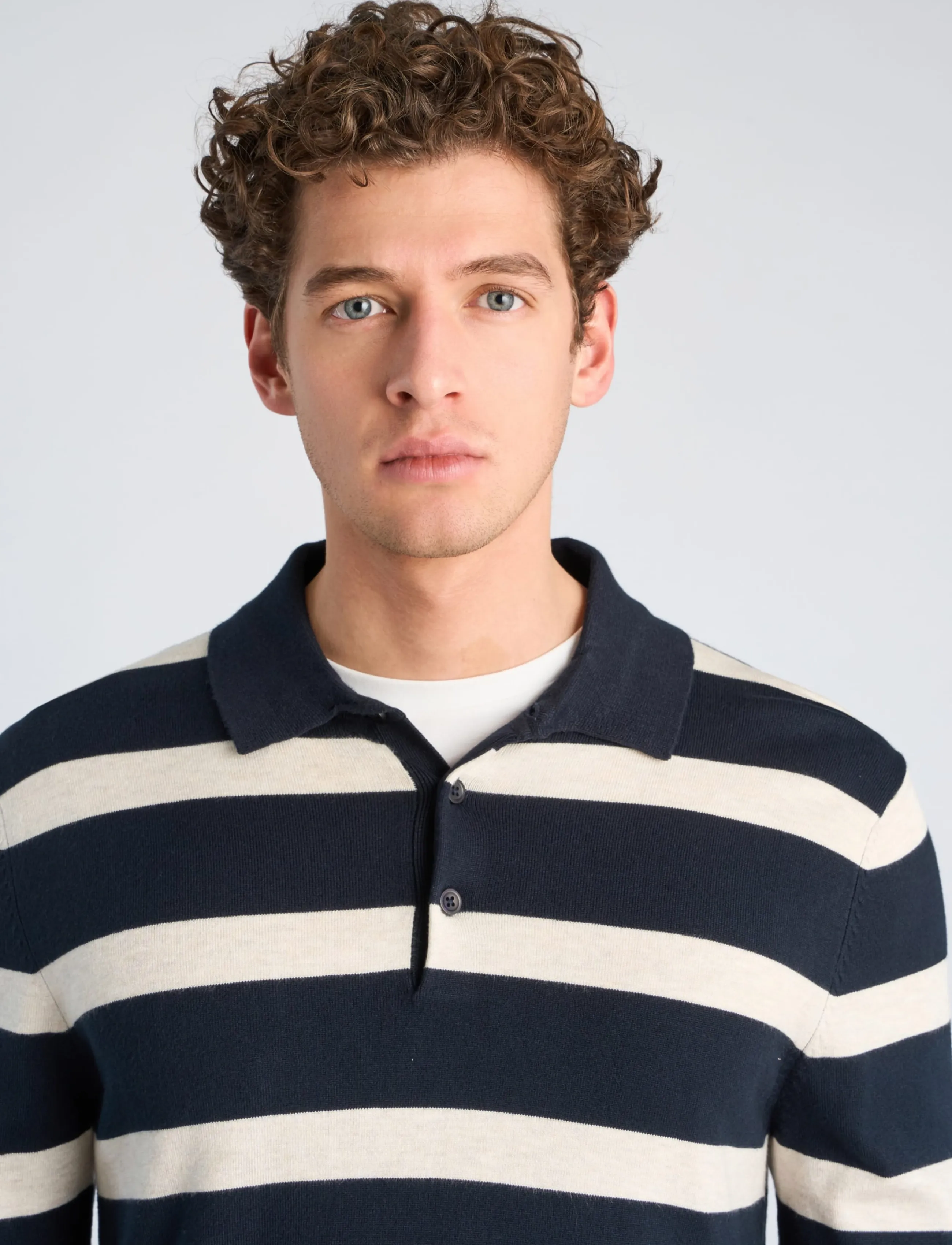 Lindbergh - Ecovero striped L/S polo - navy - 5