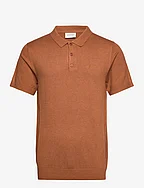 S/S polo knit - BROWN CLAY MEL