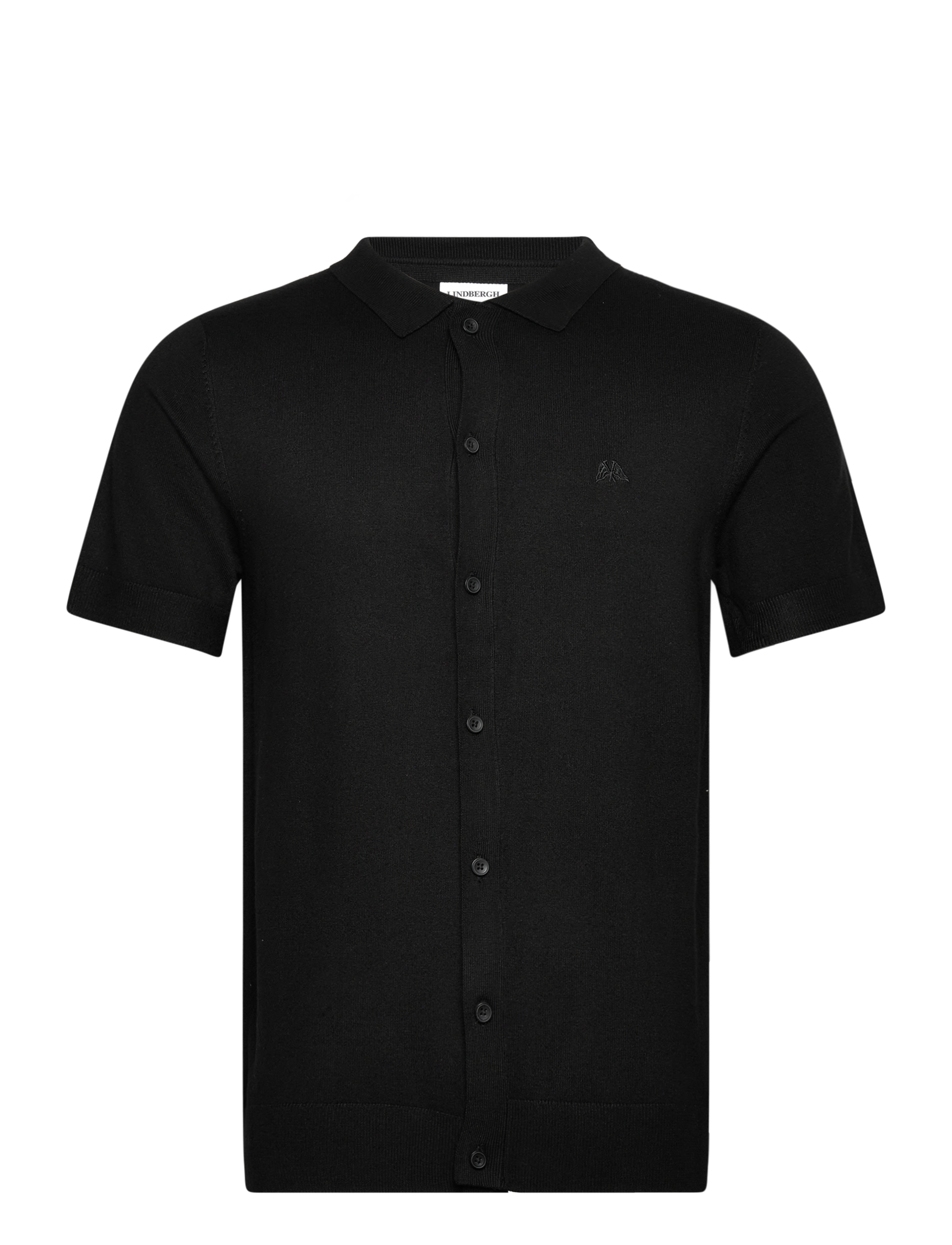 Lindbergh Ecovero S/S cardigan w. collar - Skjorter - BLACK / black
