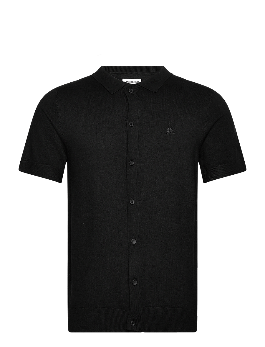 Lindbergh - Ecovero S/S cardigan w. collar - chemises à manches courtes - black - 0