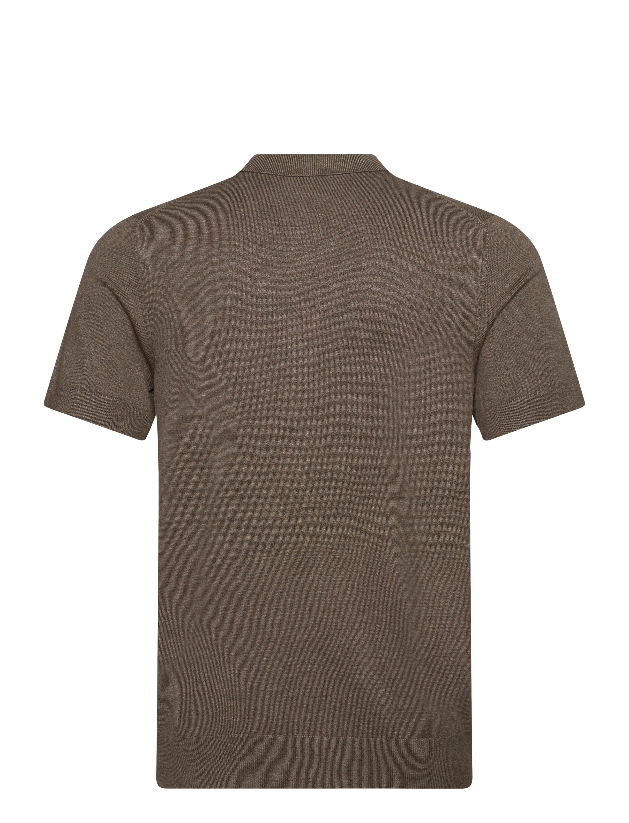 Lindbergh - Ecovero S/S cardigan w. collar - short-sleeved shirts - dk sand mel - 1