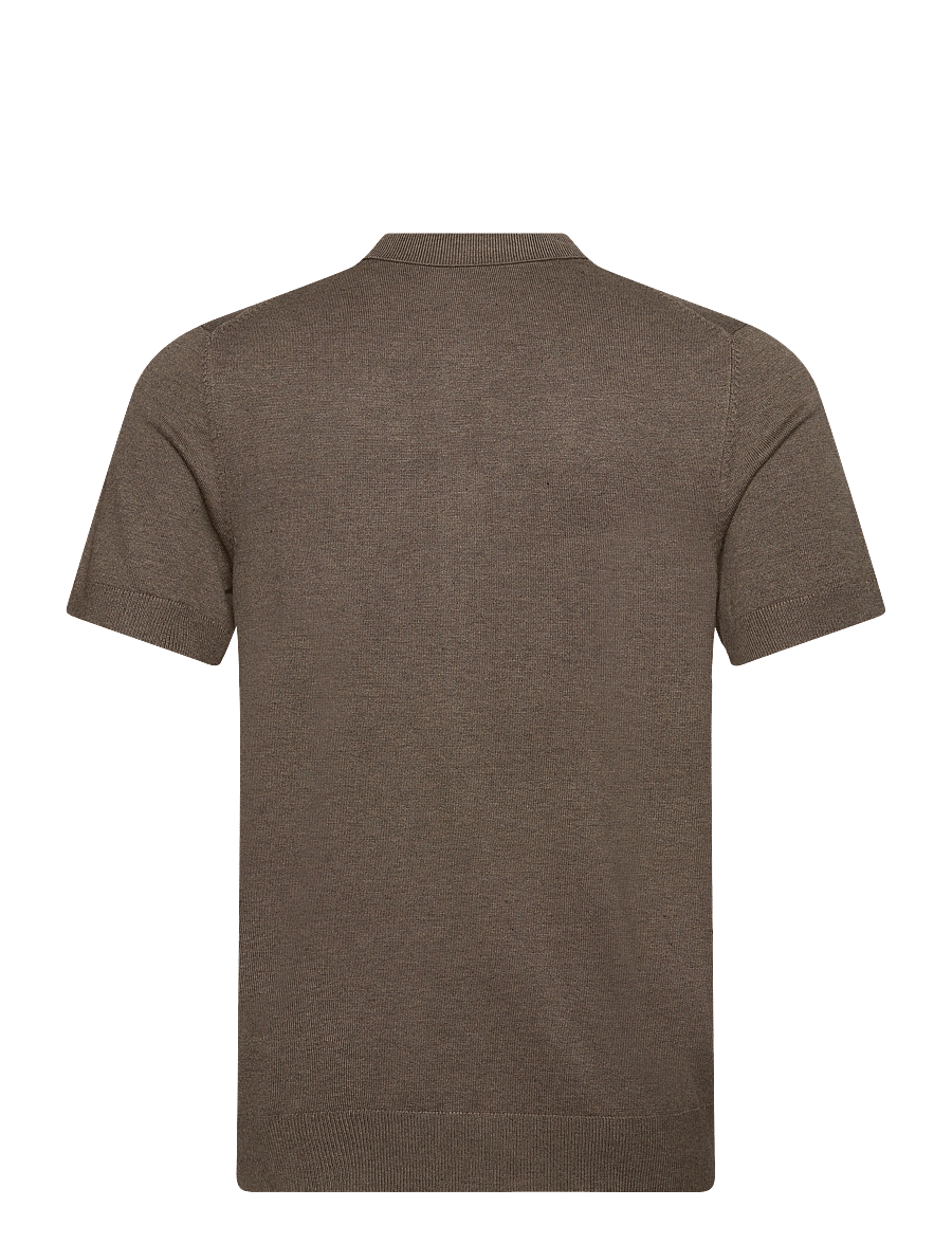 Lindbergh - Ecovero S/S cardigan w. collar - lühikeste varrukatega särgid - dk sand mel - 1