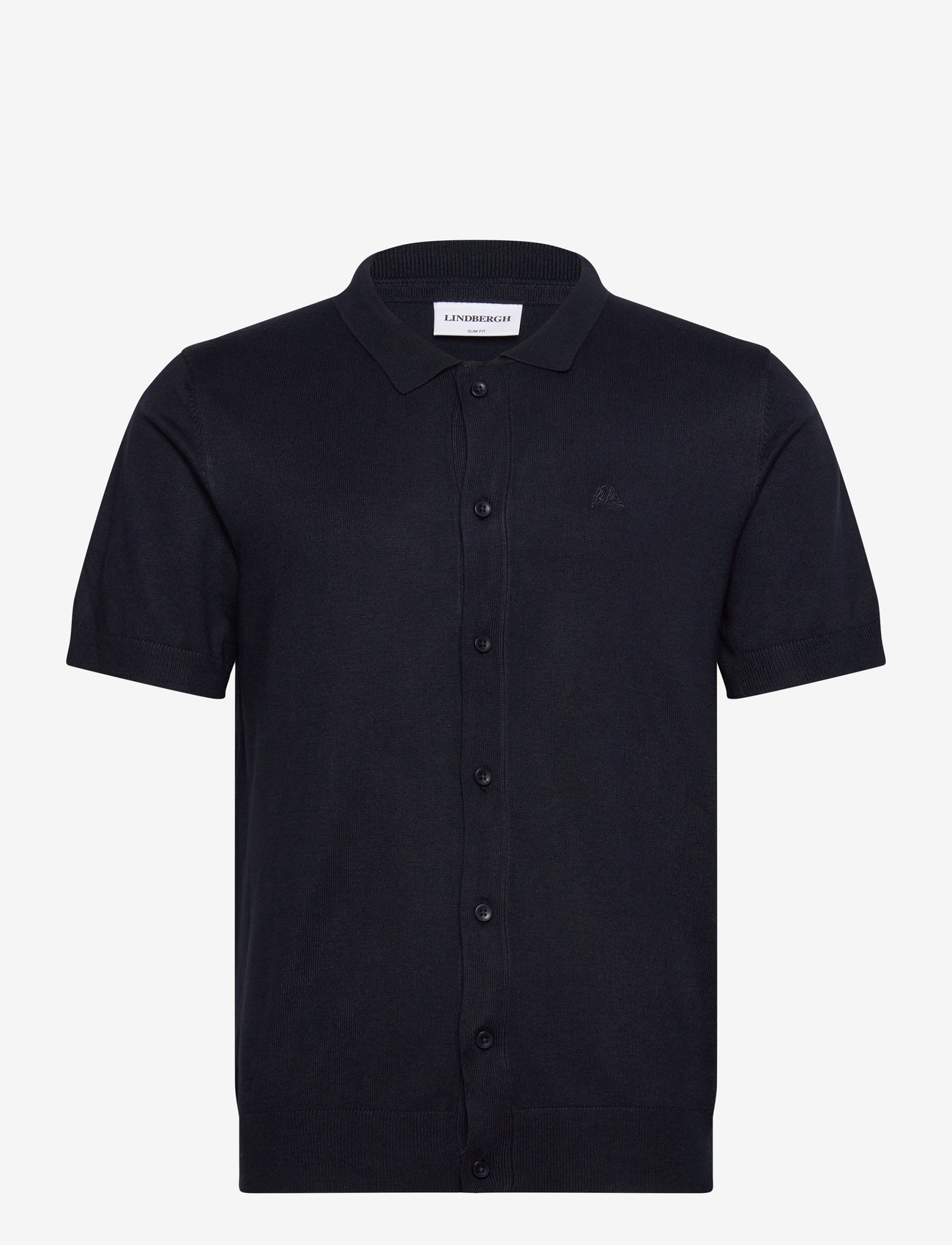Lindbergh - Ecovero S/S cardigan w. collar - kortärmade skjortor - navy - 0