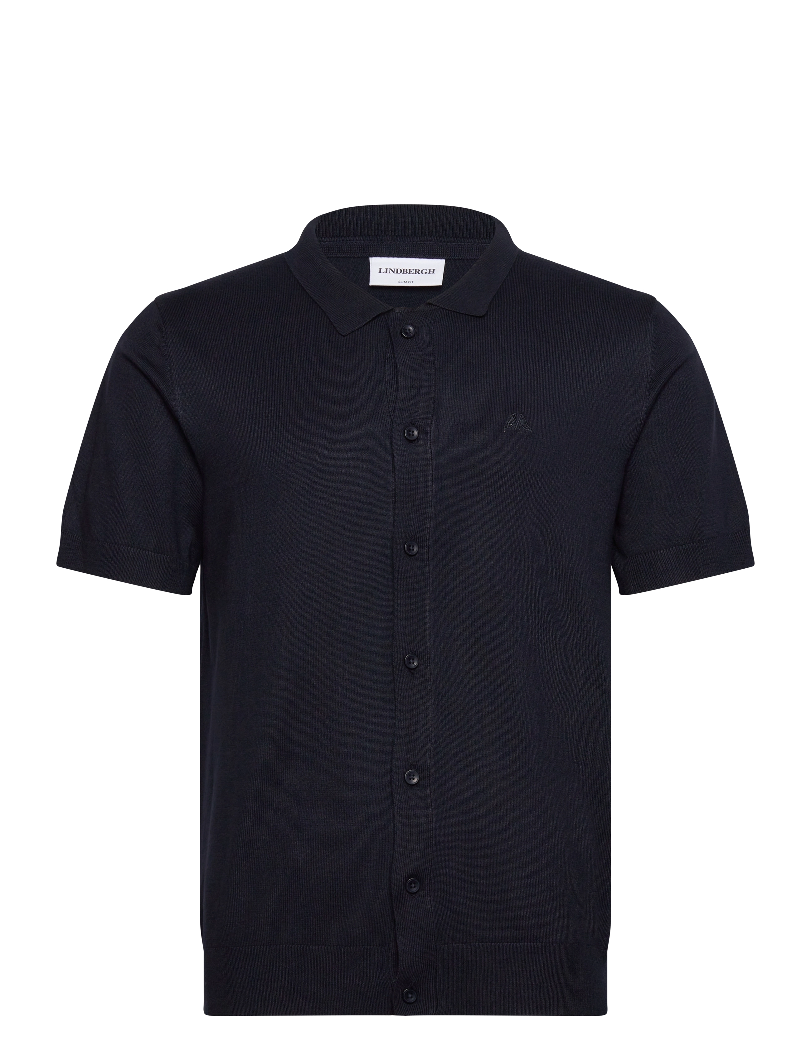 Lindbergh Ecovero S/S cardigan w. collar - Skjorter - NAVY / navy