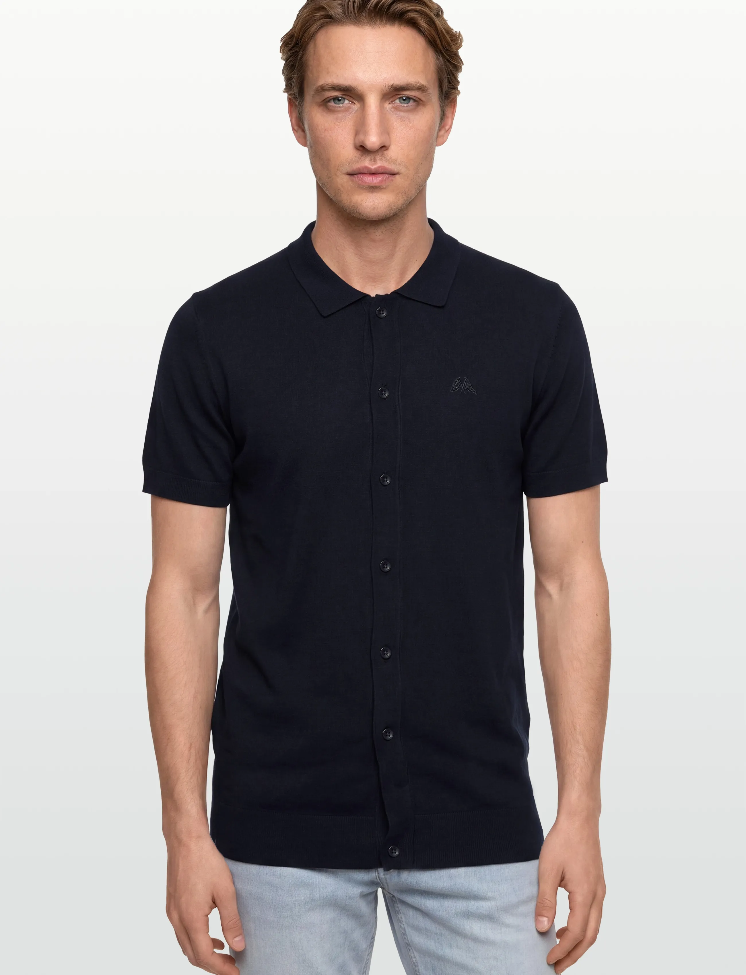 Lindbergh - Ecovero S/S cardigan w. collar - basic-hemden - navy - 3