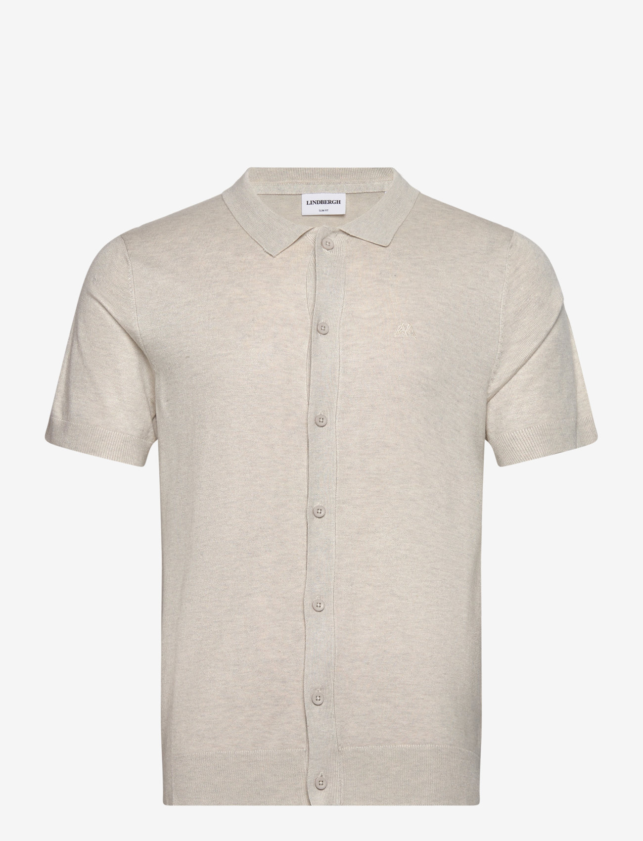 Lindbergh - Ecovero S/S cardigan w. collar - kortærmede skjorter - off white mel - 0