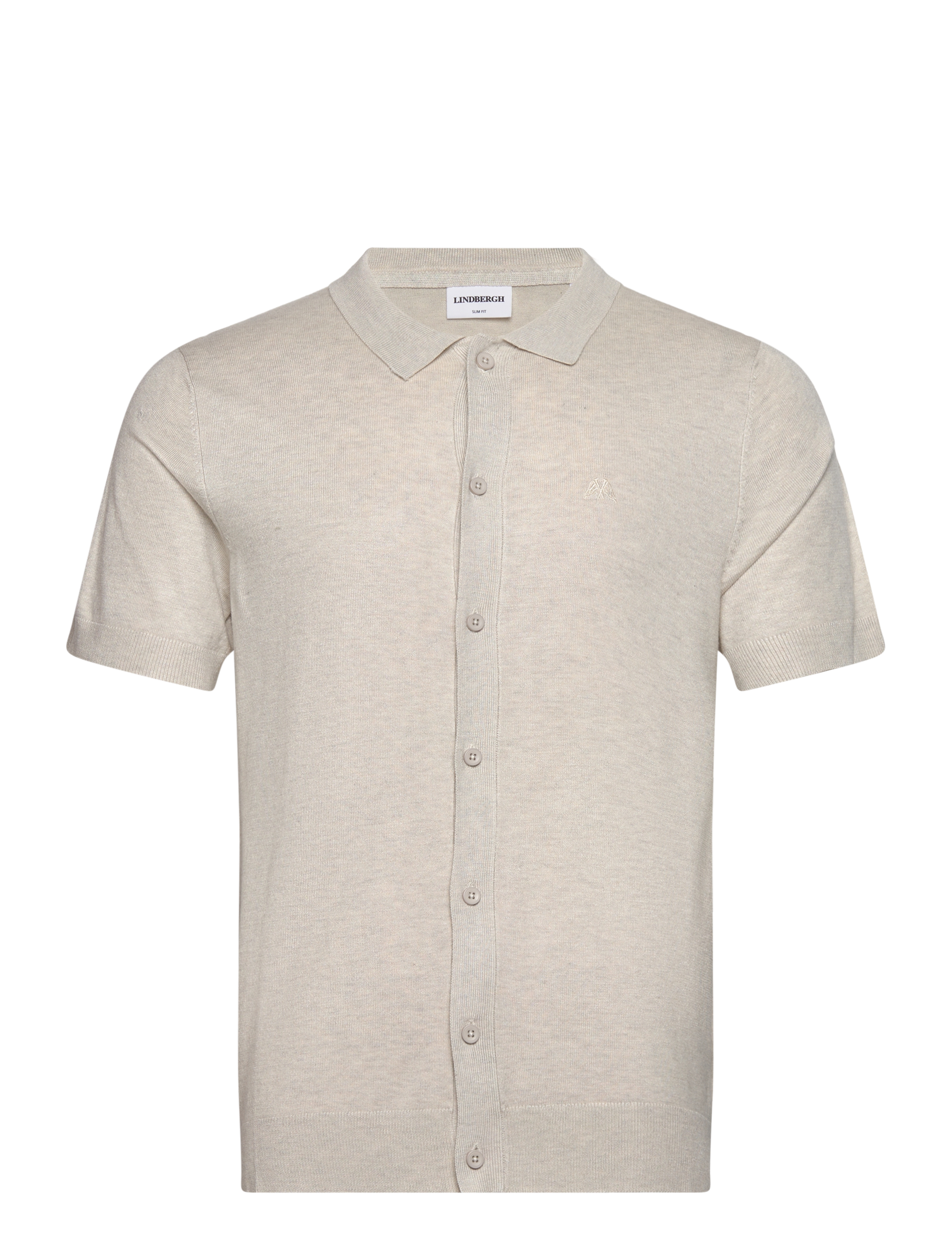 Lindbergh Ecovero S/S cardigan w. collar - Basic skjorter - OFF WHITE MEL / cream