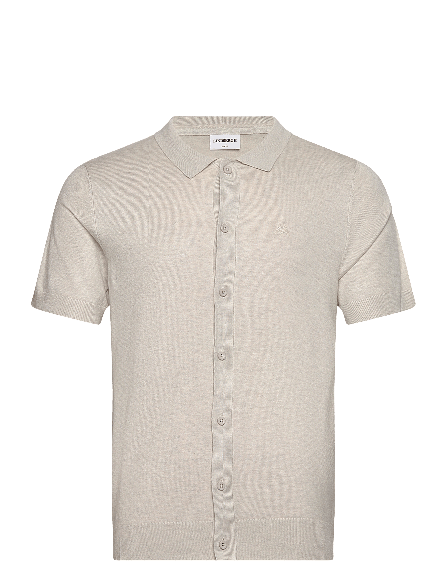 Lindbergh - Ecovero S/S cardigan w. collar - krekli ar īsām piedurknēm - off white mel - 0