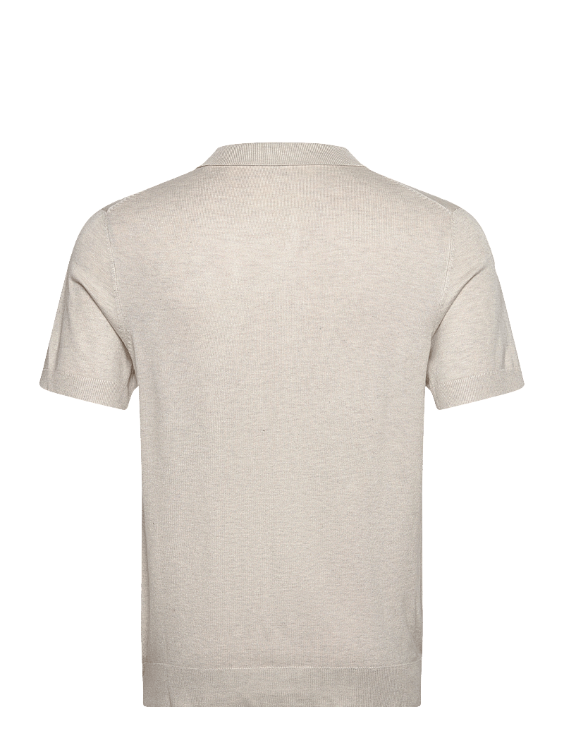 Lindbergh - Ecovero S/S cardigan w. collar - kortærmede skjorter - off white mel - 1